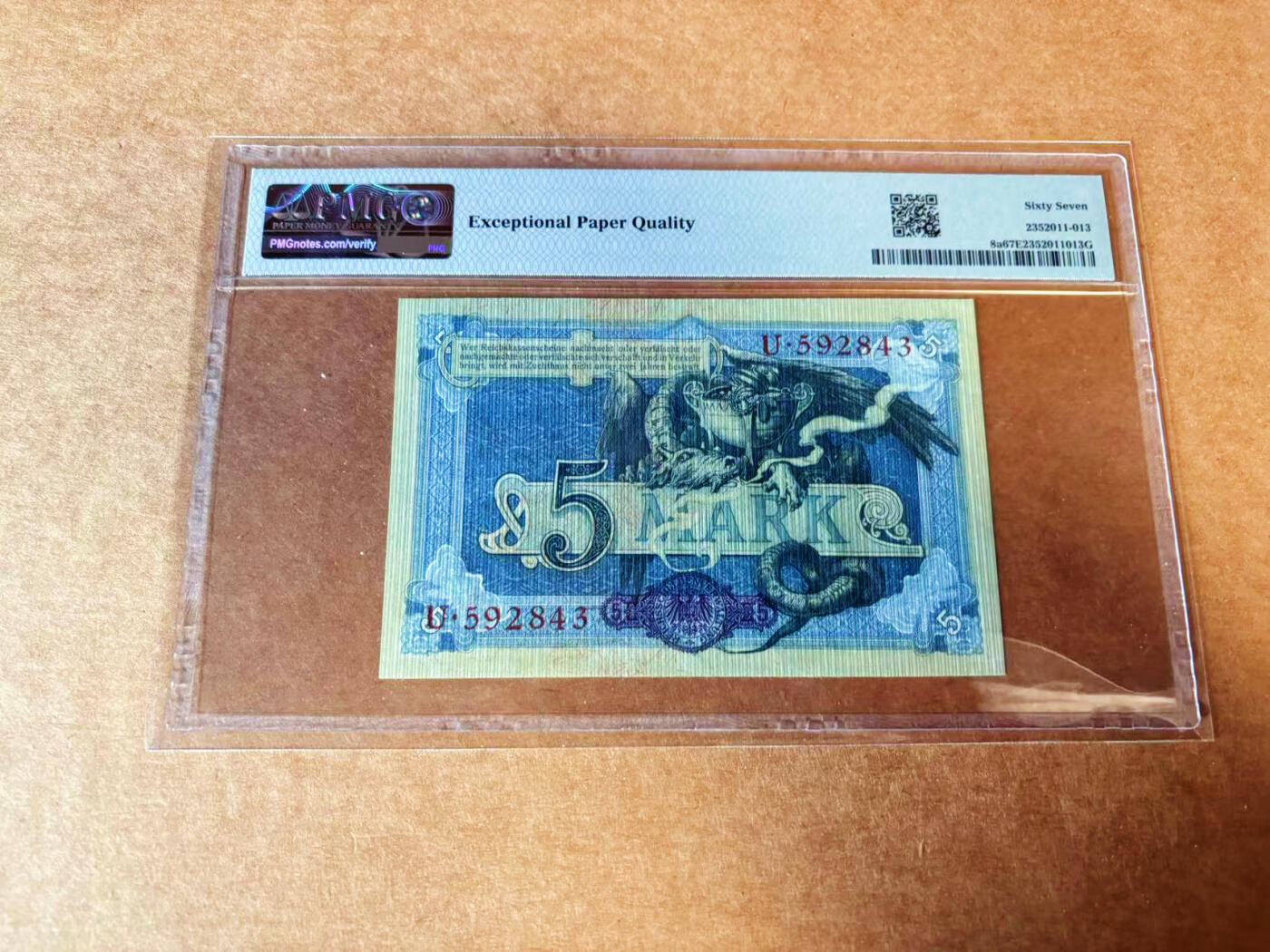 【Blue Auction】✨世界纸币精拍第624期【精】 【a版】德国 1904年5马克 PMG67EPQ 高分