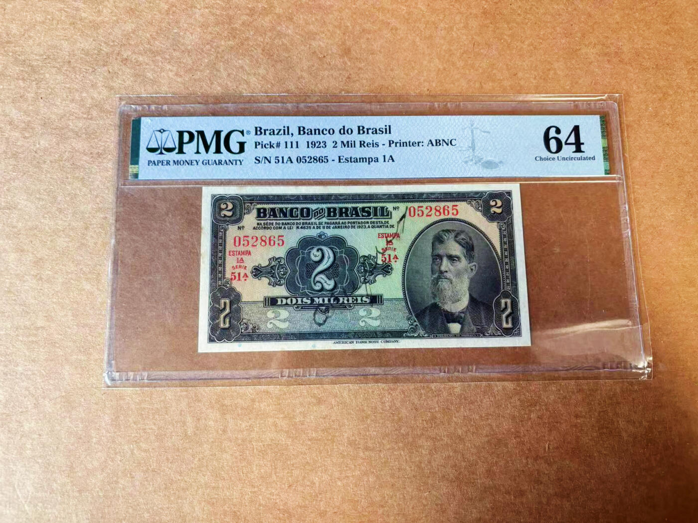 【Blue Auction】✨世界纸币精拍第624期【精】 【无47】巴西 早期 1923年2Mil Reis PMG64 