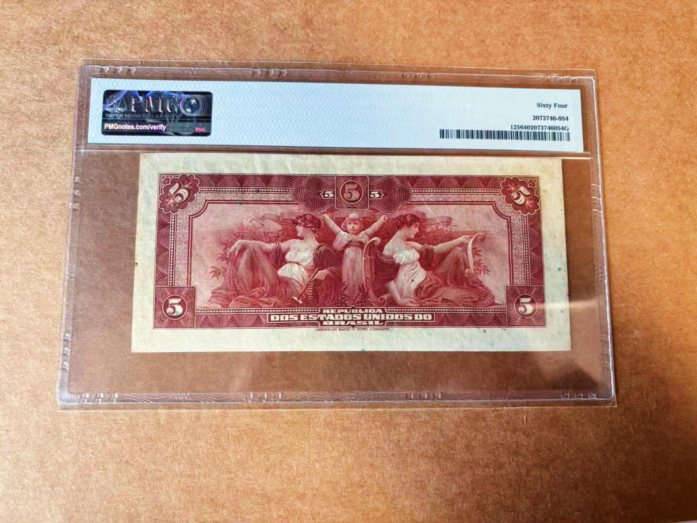 【Blue Auction】✨世界纸币精拍第624期【精】 【手签】巴西 1942年5克鲁塞罗 PMG64 ABNC出品 雕刻精美