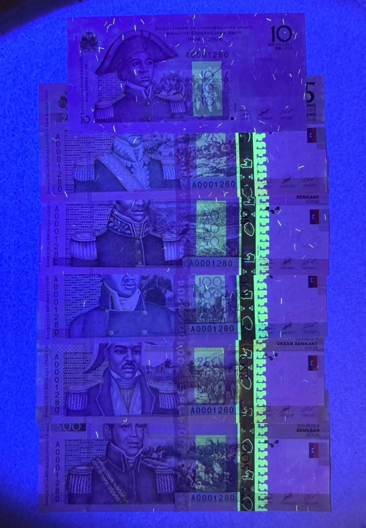 【Blue Auction】✨世界纸币精拍第624期【精】 【一组6张 A冠1280全同小号】海地 2004年10-500古德 全新UNC