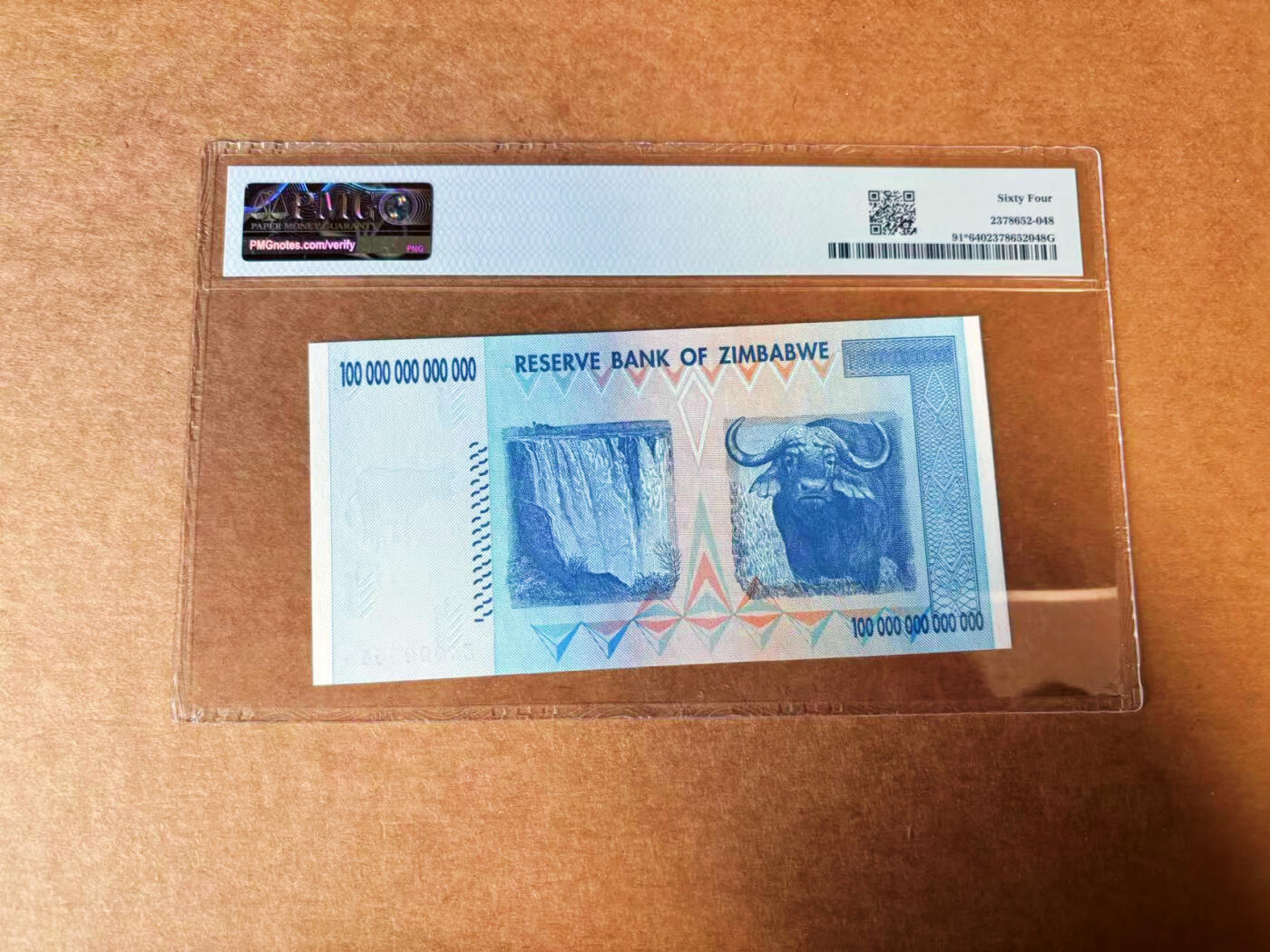 【Blue Auction】✨世界纸币精拍第624期【精】 【补号 5555狮子号千位小号】津巴布韦 2008年100万亿元 PMG64