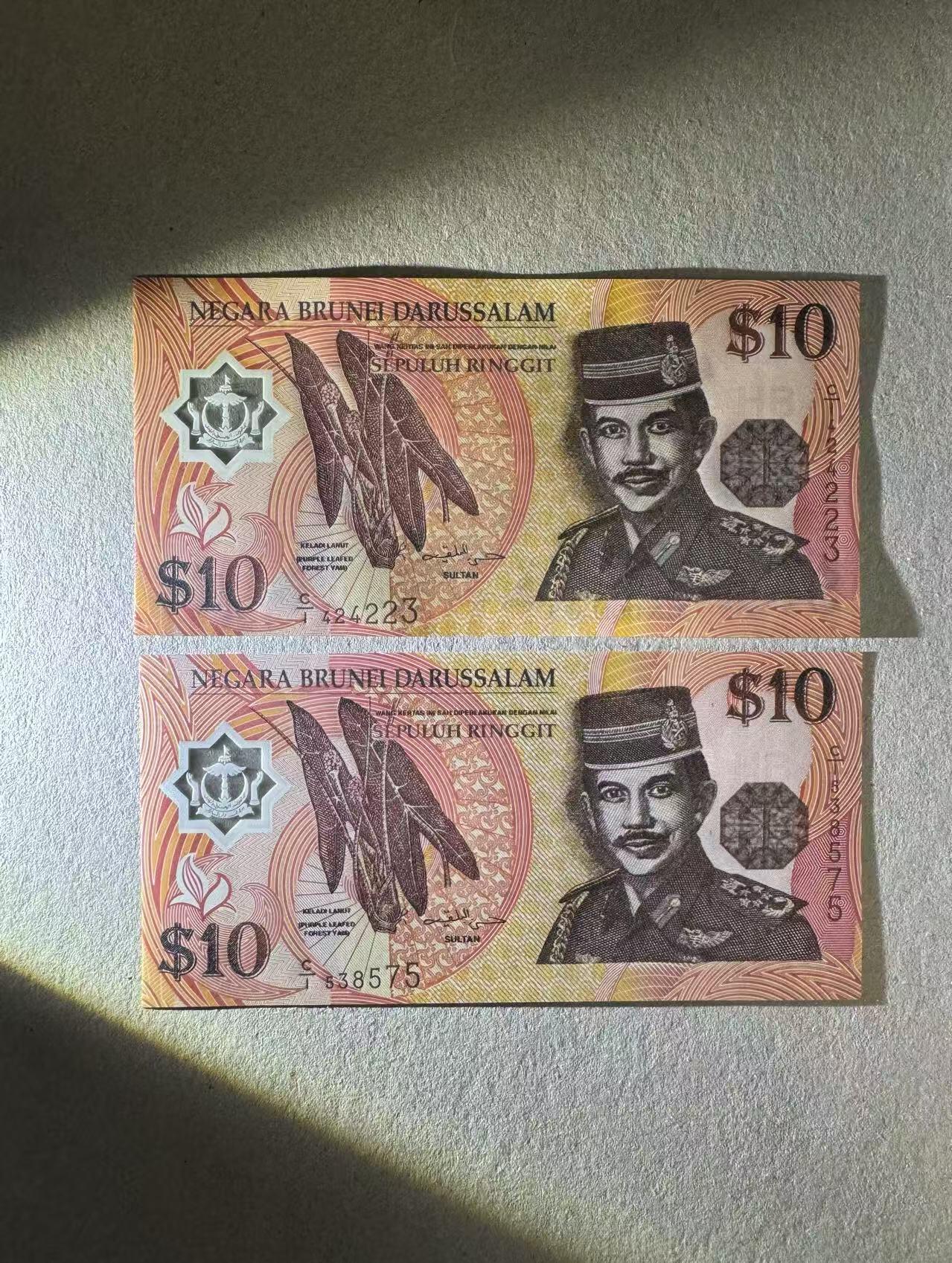 【Blue Auction】✨世界纸币精拍第624期【精】 【一组2张 首发冠】文莱 10林吉特 塑料钞 全新UNC