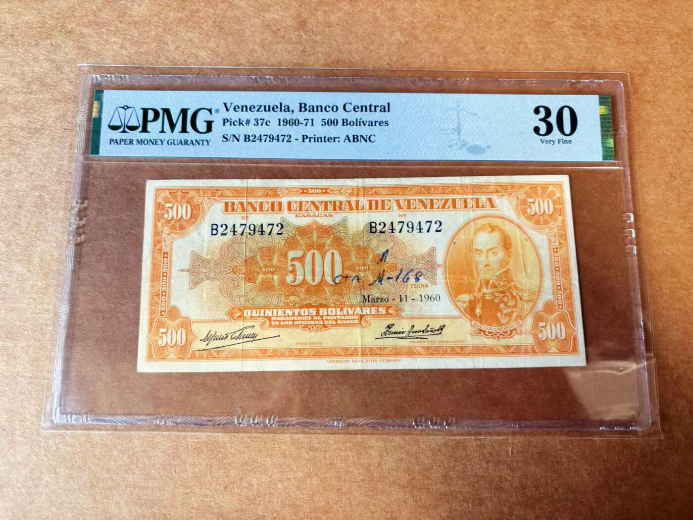 【Blue Auction】✨世界纸币精拍第624期【精】 委内瑞拉 1960-71年500玻利维亚诺 ABNC出品 PMG30
