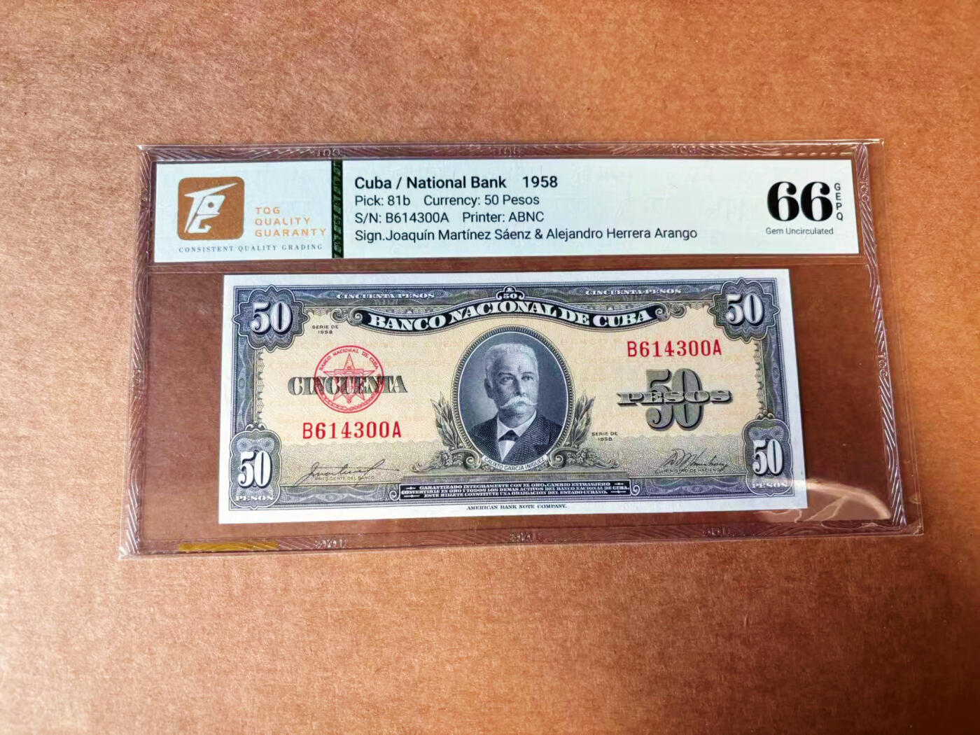 【Blue Auction】✨世界纸币精拍第624期【精】 古巴 1958年50比索 TQG66EPQ 