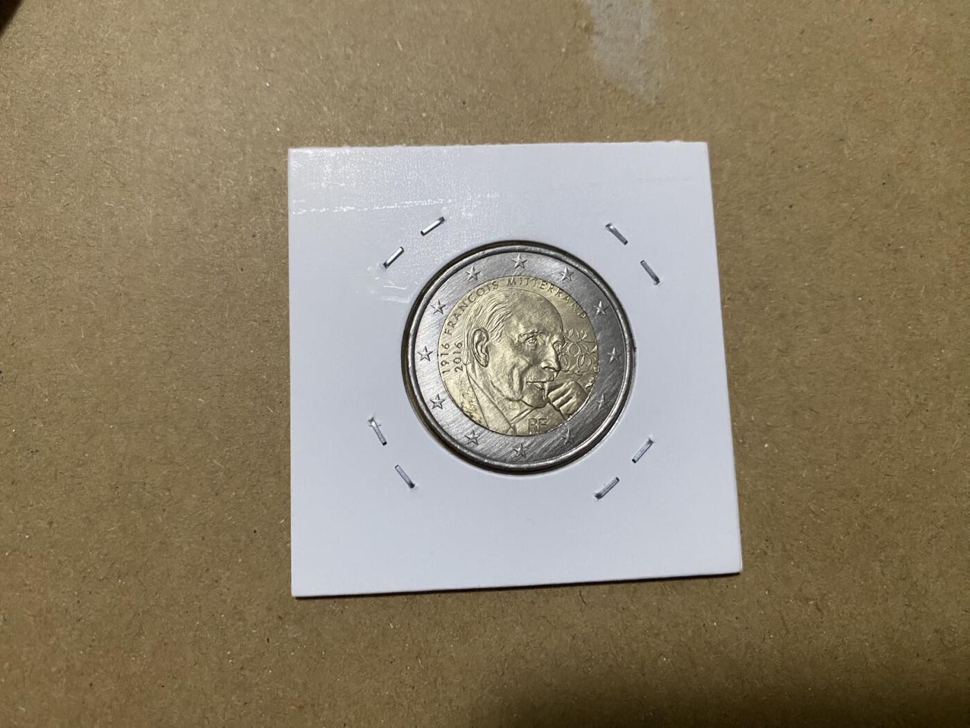 无佣金满188元包邮 精品硬币 法国 2欧硬币 前总统密特朗诞辰百年 2016