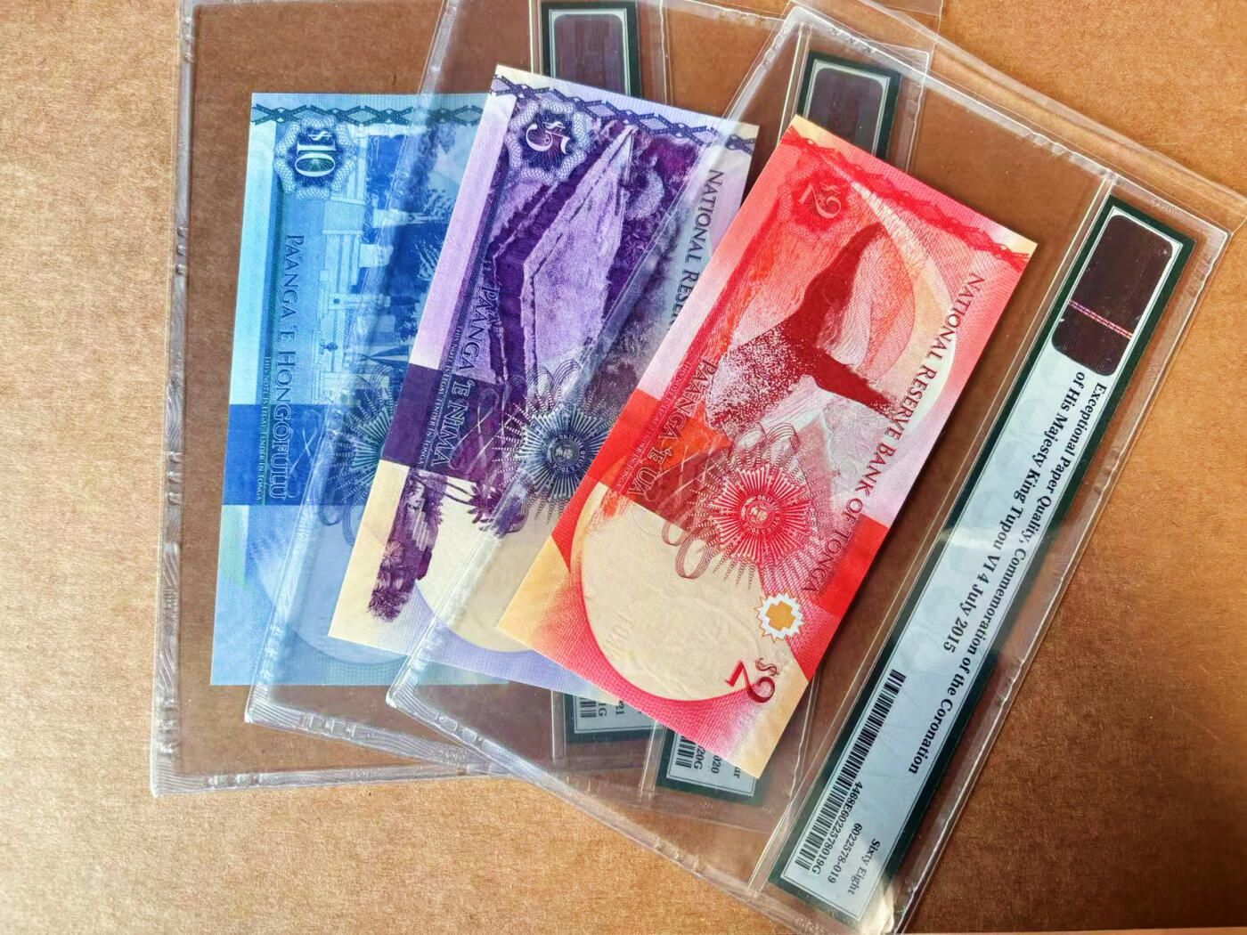 【Blue Auction】✨世界纸币精拍第624期【精】 【一组6张 A冠全同号无47】汤加 2015年2-100潘加 PMG68EPQ-64EPQ 老壳 设计精美