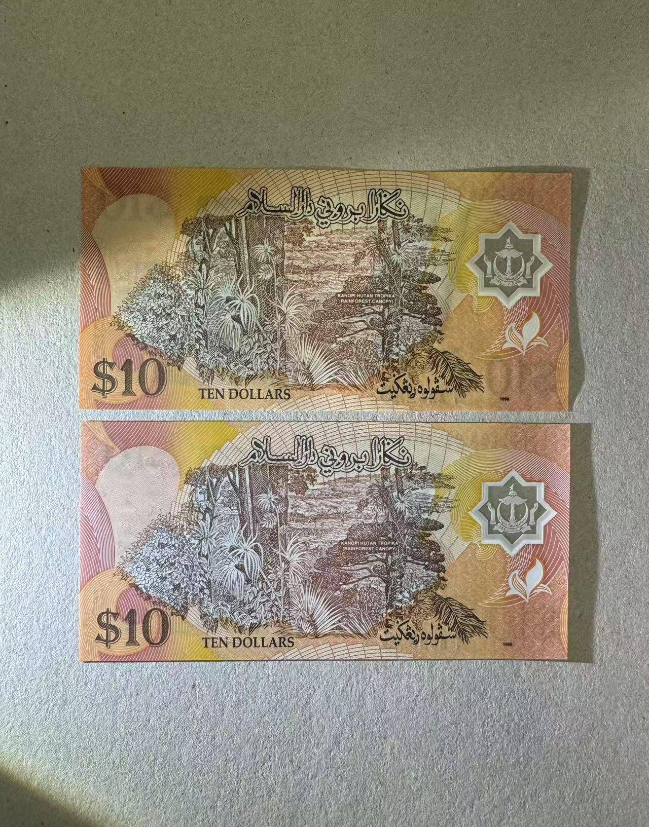 【Blue Auction】✨世界纸币精拍第624期【精】 【一组2张 首发冠】文莱 10林吉特 塑料钞 全新UNC