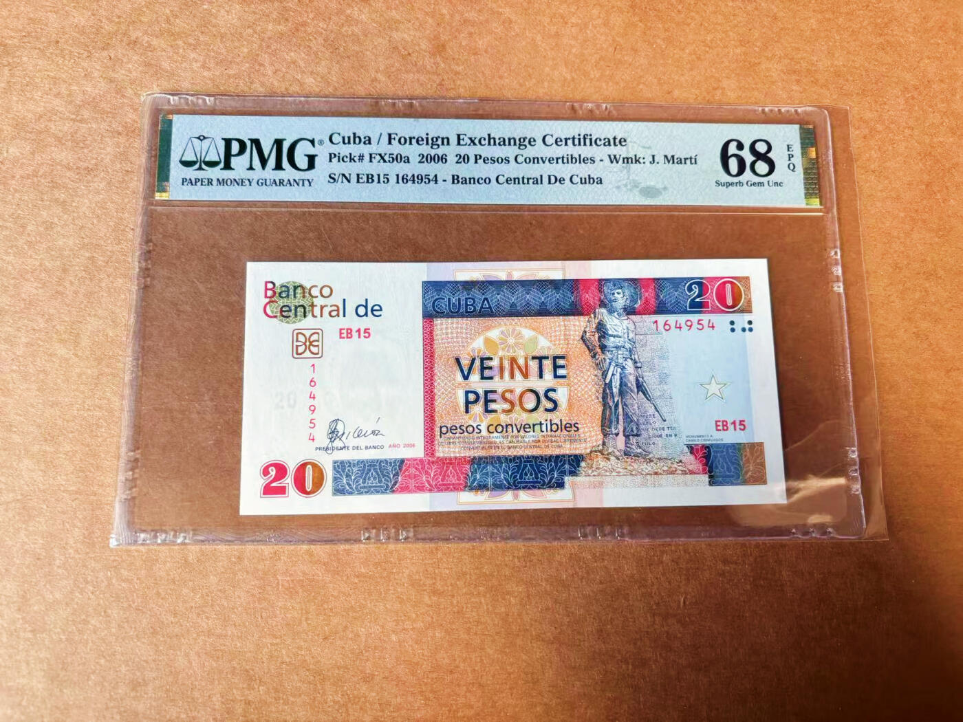 【Blue Auction】✨世界纸币精拍第624期【精】 古巴 2006年20比索 PMG68EPQ 超高分 