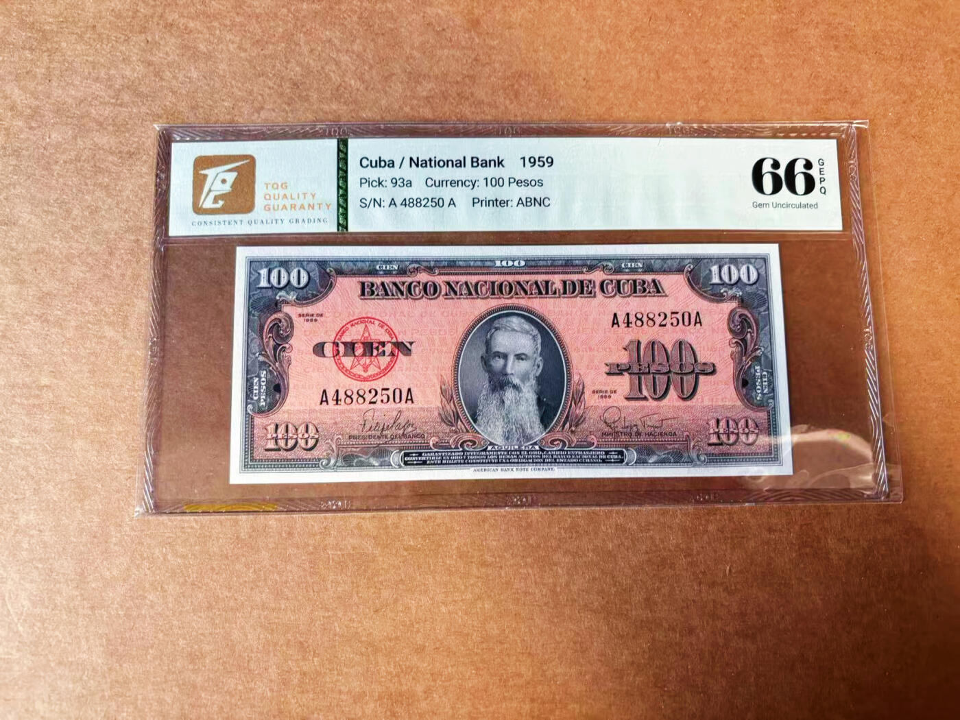 【Blue Auction】✨世界纸币精拍第624期【精】 【AA】古巴 1959年100比索 TQG66EPQ 