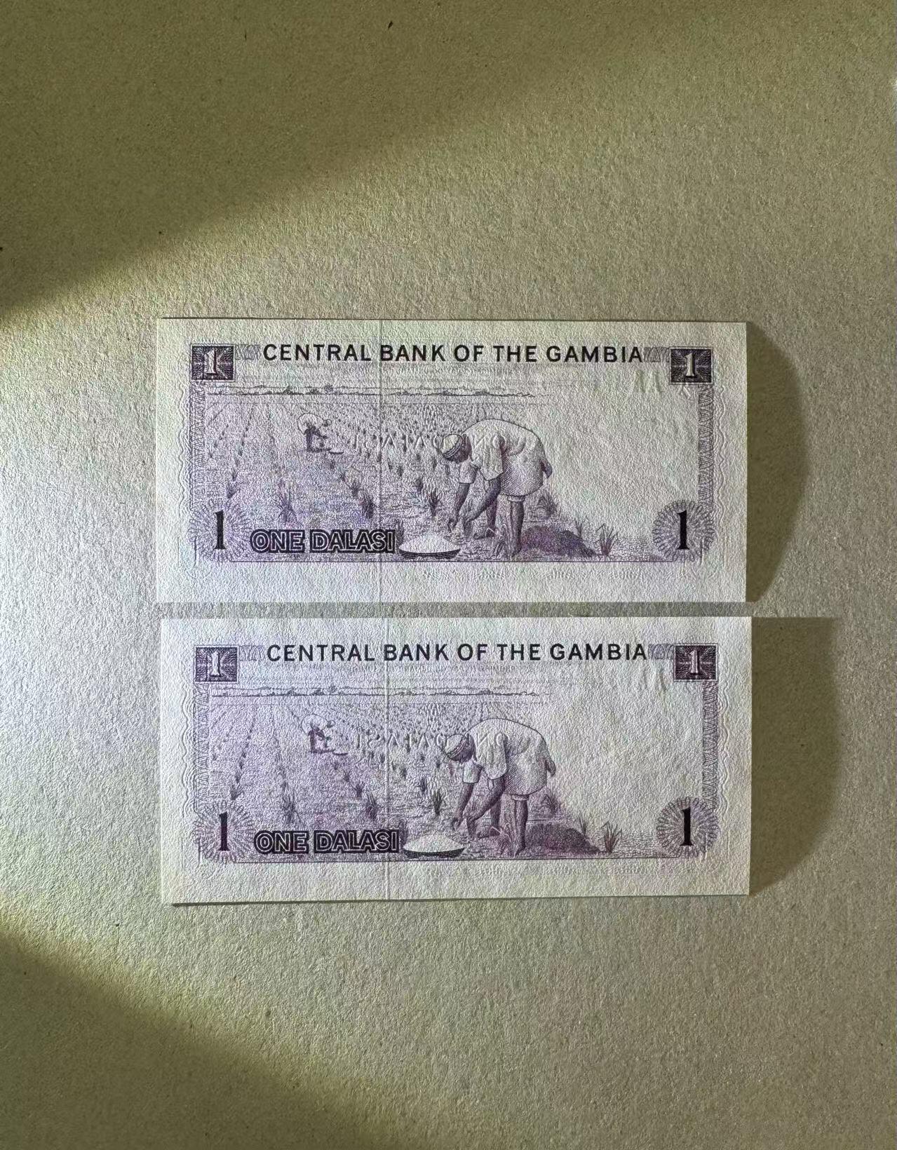 【Blue Auction】✨世界纸币精拍第624期【精】 【一组2张AA冠】冈比亚 1达拉西 全新UNC