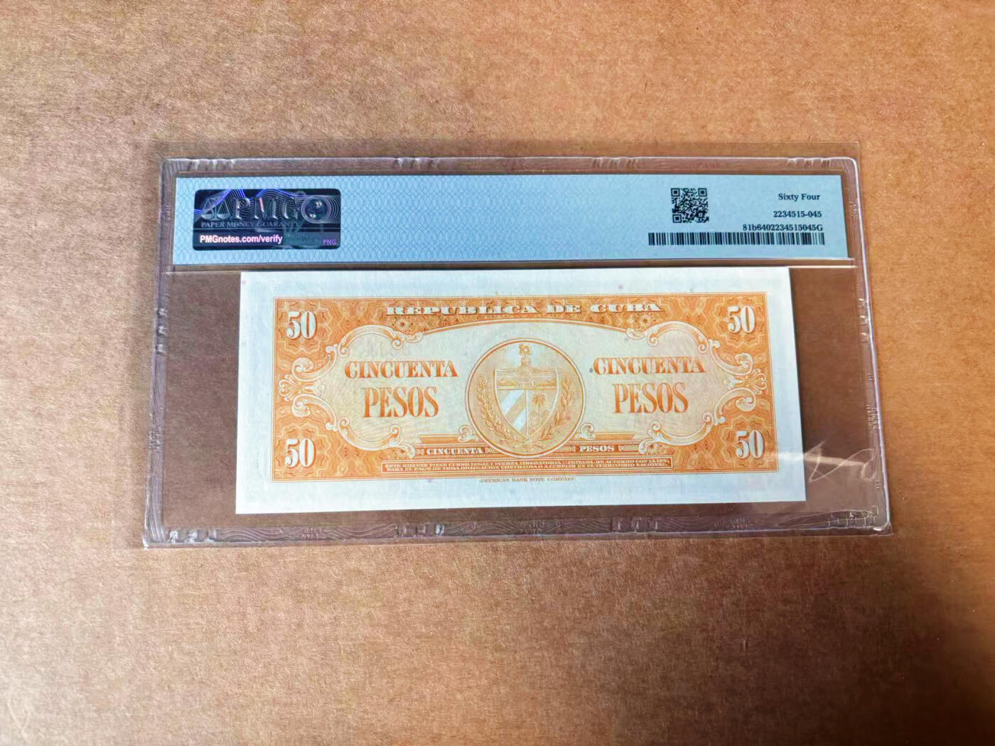 【Blue Auction】✨世界纸币精拍第624期【精】 古巴 1958年50比索 PMG64