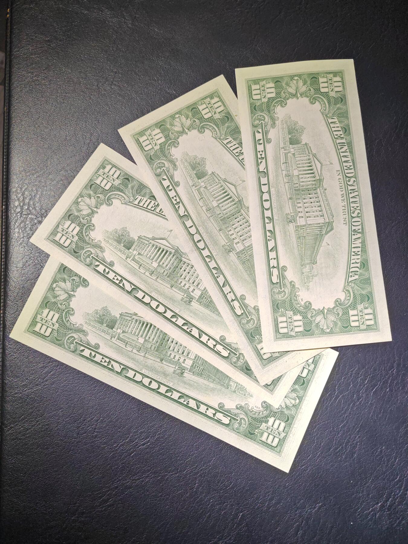 美国纸币 小头版 10美元 （1985年-1988年-1990年-1993年-1995年）年份任选 全新UNC(特价不挑号 )