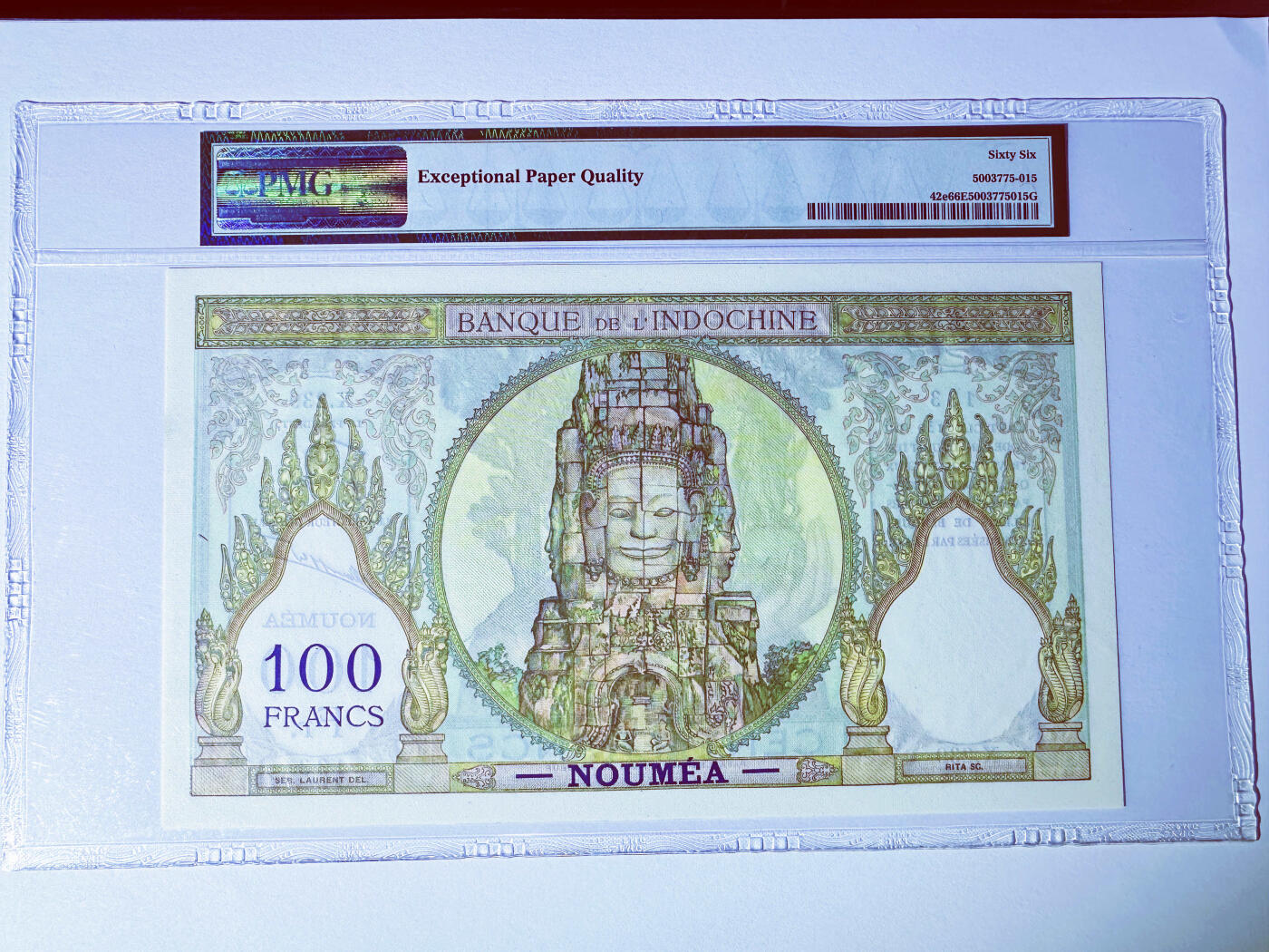 【Blue Auction】✨世界纸币精拍第624期【精】  【无47】新喀里多尼亚 1963年100法郎 四面佛 法属经典 超大票幅 PMG66EPQ 顶级高分 老壳 