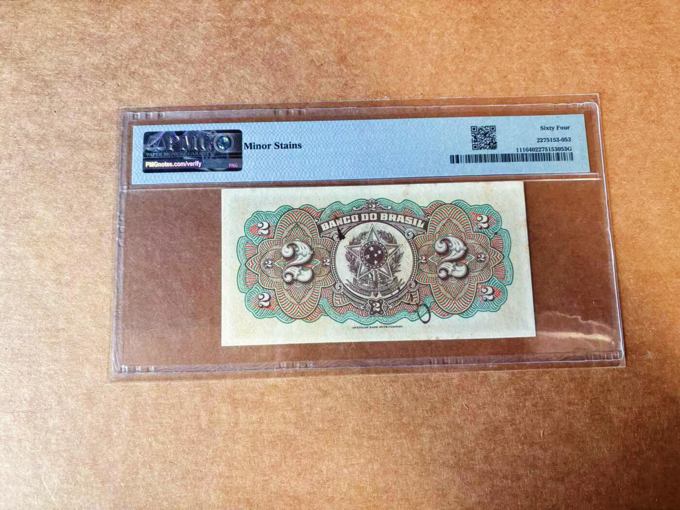 【Blue Auction】✨世界纸币精拍第624期【精】 【无47】巴西 早期 1923年2Mil Reis PMG64 