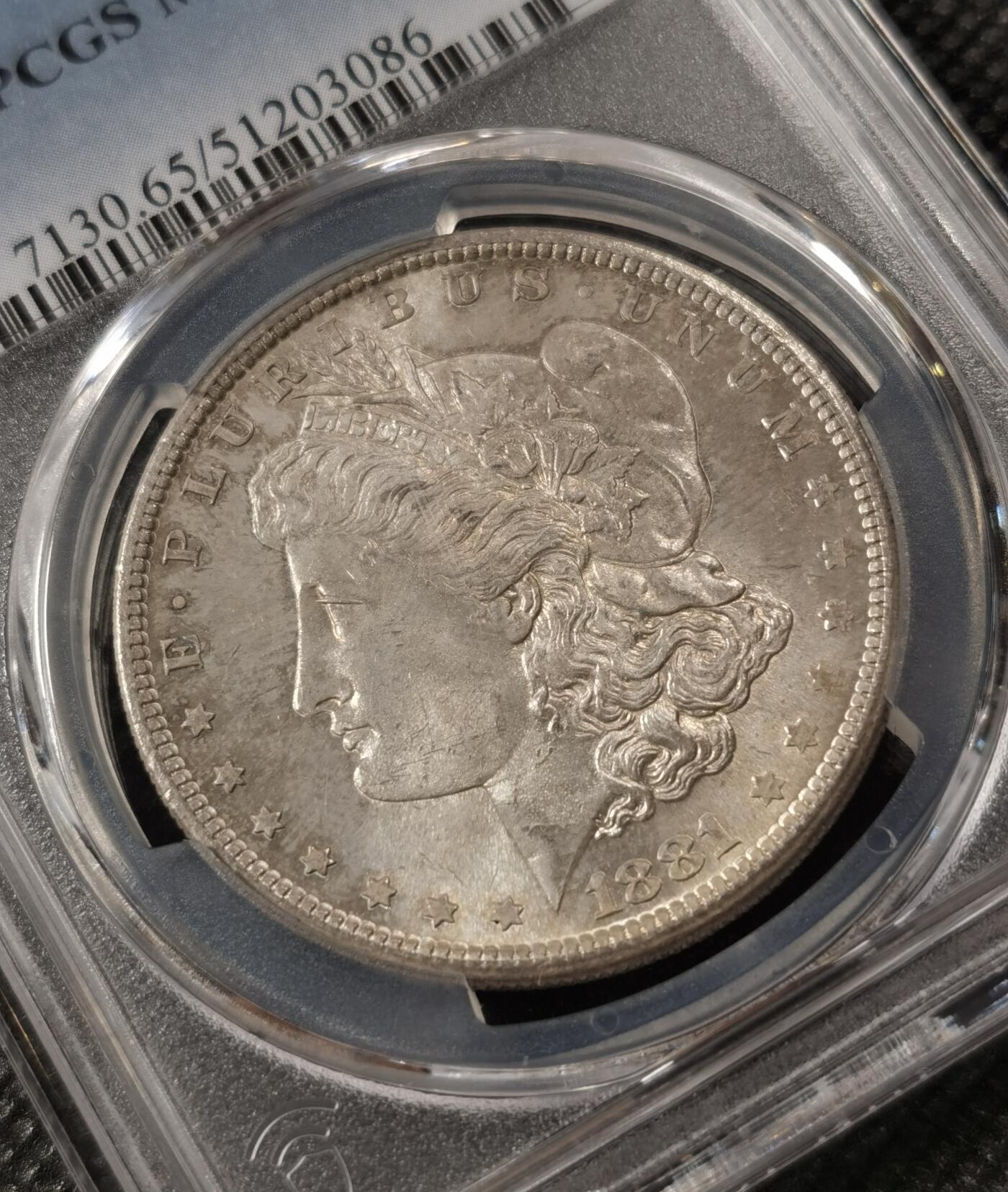 “银华永恒·摩根之光”  甄臻铺-摩根专场（第6期） PCGS-MS65 1881年S版摩根，经典美式包浆