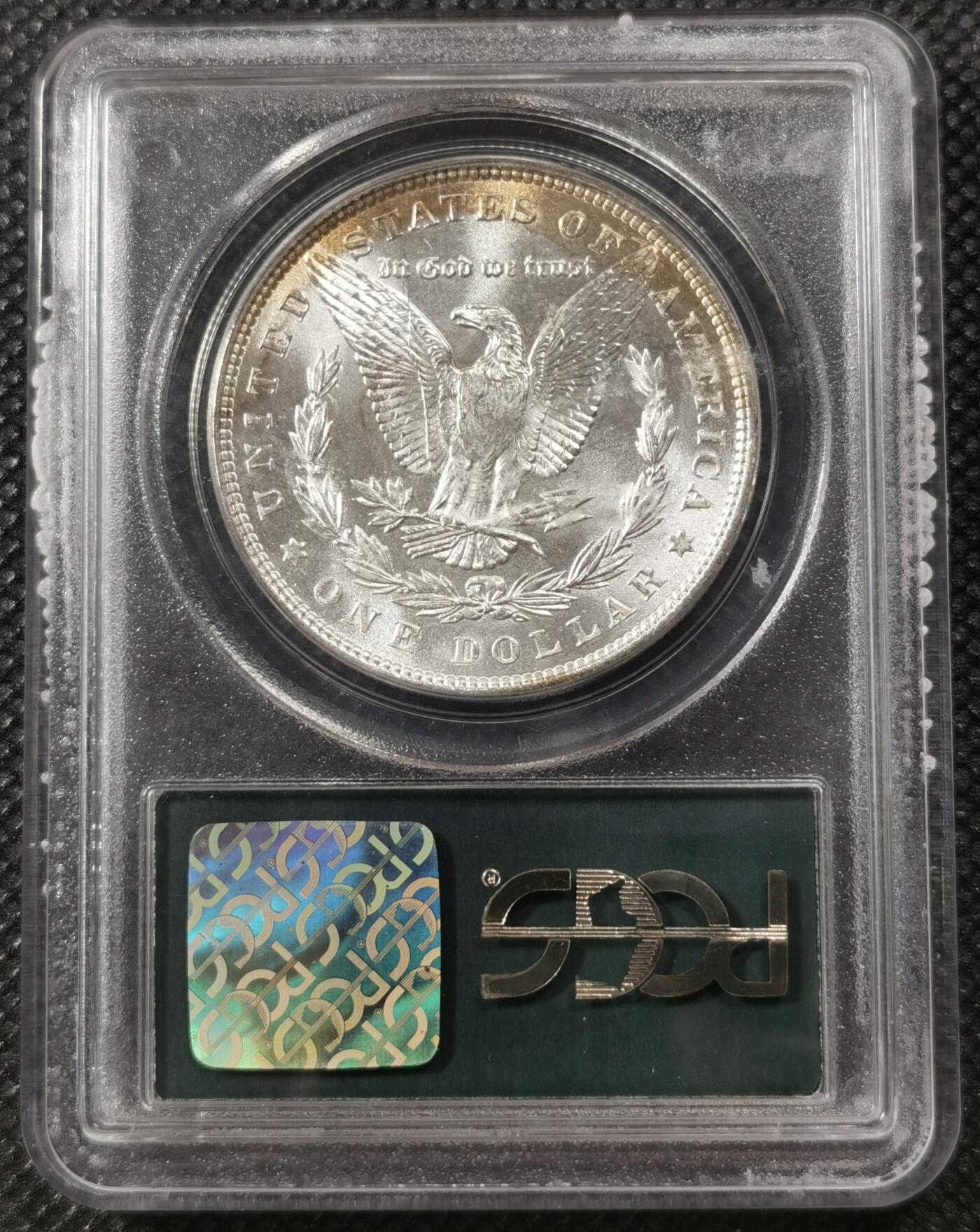 “银华永恒·摩根之光”  甄臻铺-摩根专场（第6期） PCGS-MS65 1886年摩根，经典小绿盒，小月芽包浆品相完美