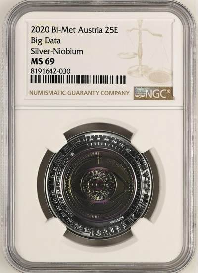 S&S Numismatic世界钱币-拍卖 第114期  - 获奖币*奥地利2020年 大数据 25欧元银+铌双色纪念币盒证齐全，NGC MS69