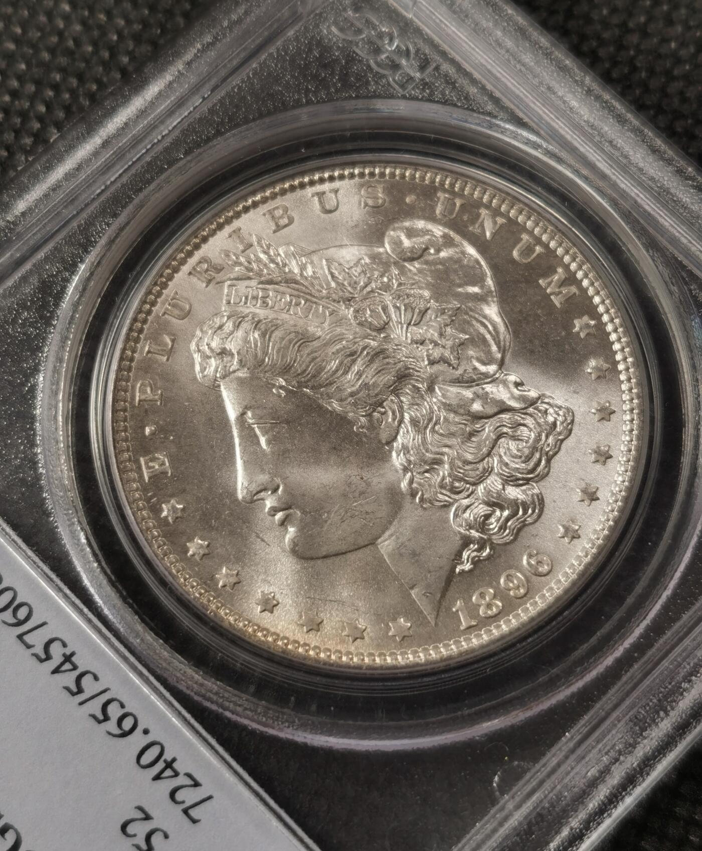 “银华永恒·摩根之光”  甄臻铺-摩根专场（第6期） PCGS-MS65 1896年摩根，少见老盒子
