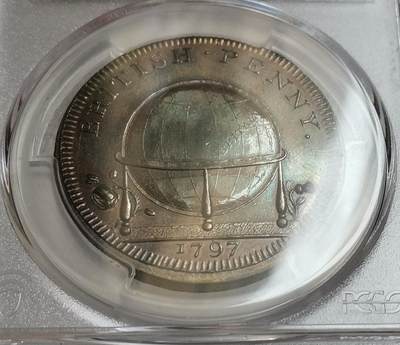 瓶子🏺第179期拍卖会 -  英国1797年稀少景观1便士铜币  地球仪  PCGS  MS63
