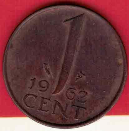 荷兰1962年1分 欧洲硬币 实物如图 八五品