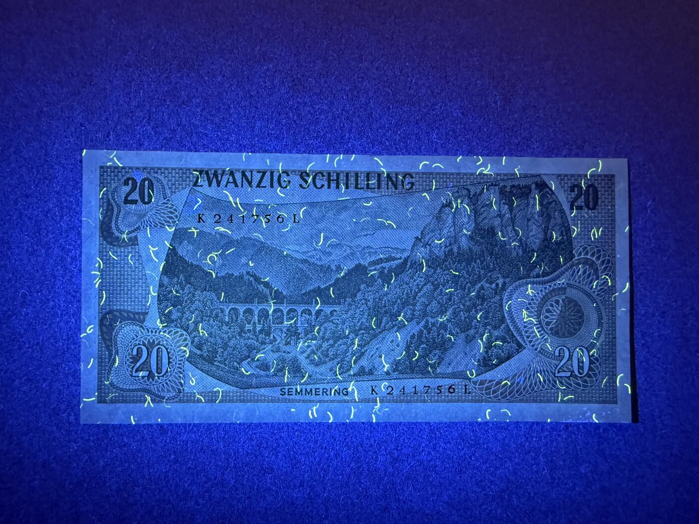 《艾美收藏》(原张总收藏)第189期-周一外币畅拍场 奥地利20先令 UNC 1967年 边缘荧光
