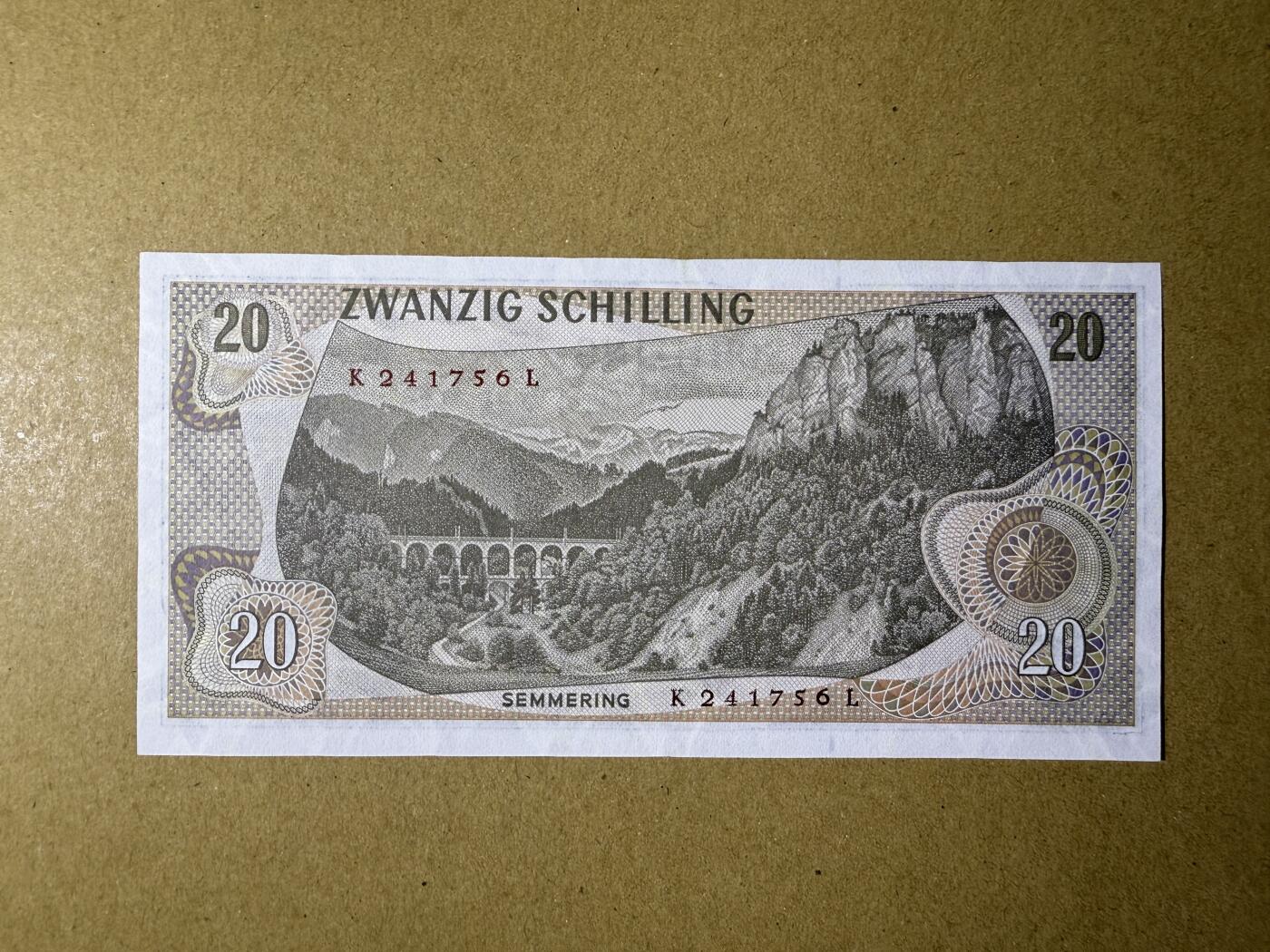《艾美收藏》(原张总收藏)第189期-周一外币畅拍场 奥地利20先令 UNC 1967年 边缘荧光