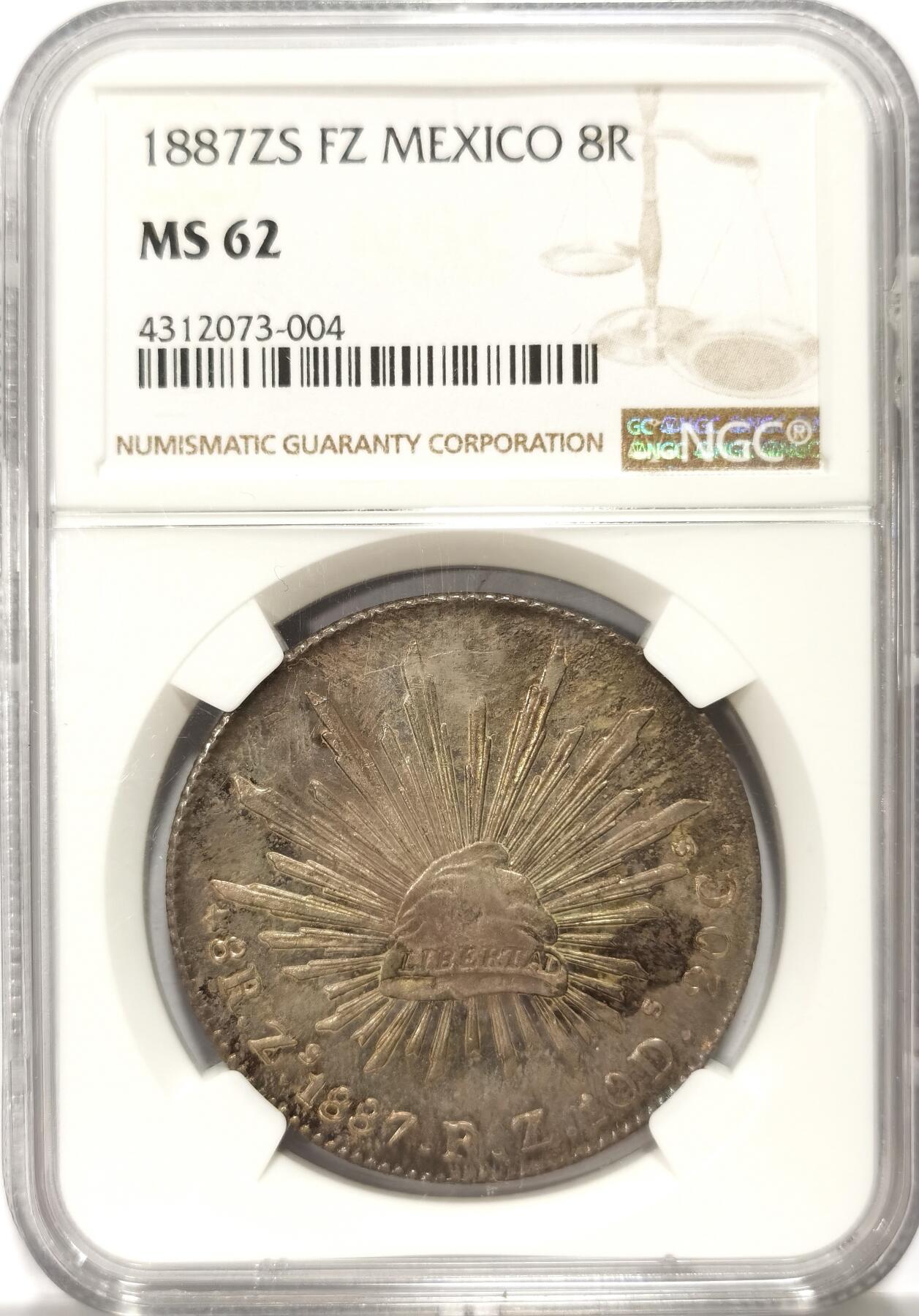 博洋堂“不负春光”二月精品专场暨第112期（全场包邮） NGC MS62 墨西哥1887年ZS中期鹰洋，年份较少，古色古香，状态难得