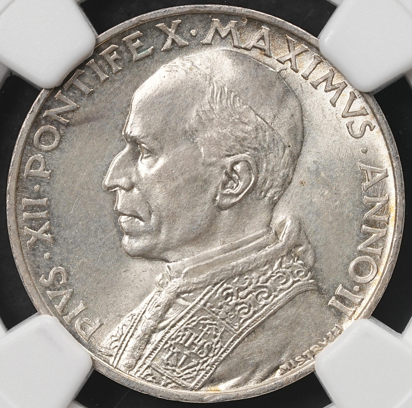修遠堂世界钱币第五十九期 NGC MS64 1940年梵蒂冈5里拉银币