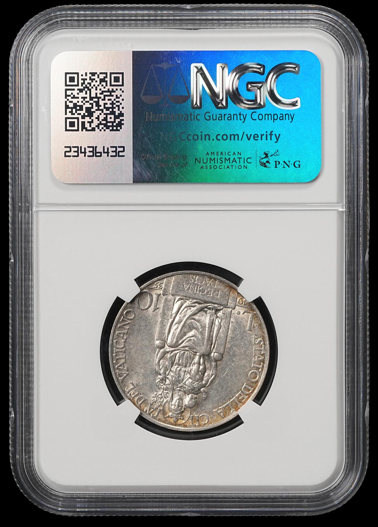 修遠堂世界钱币第五十九期 NGC MS62 1935年梵蒂冈10里拉银币