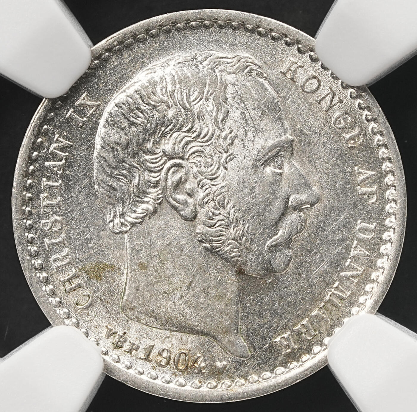 修遠堂世界钱币第五十九期 NGC MS62 1904年丹麦海豚25欧尔银币 MS少见 书价不低