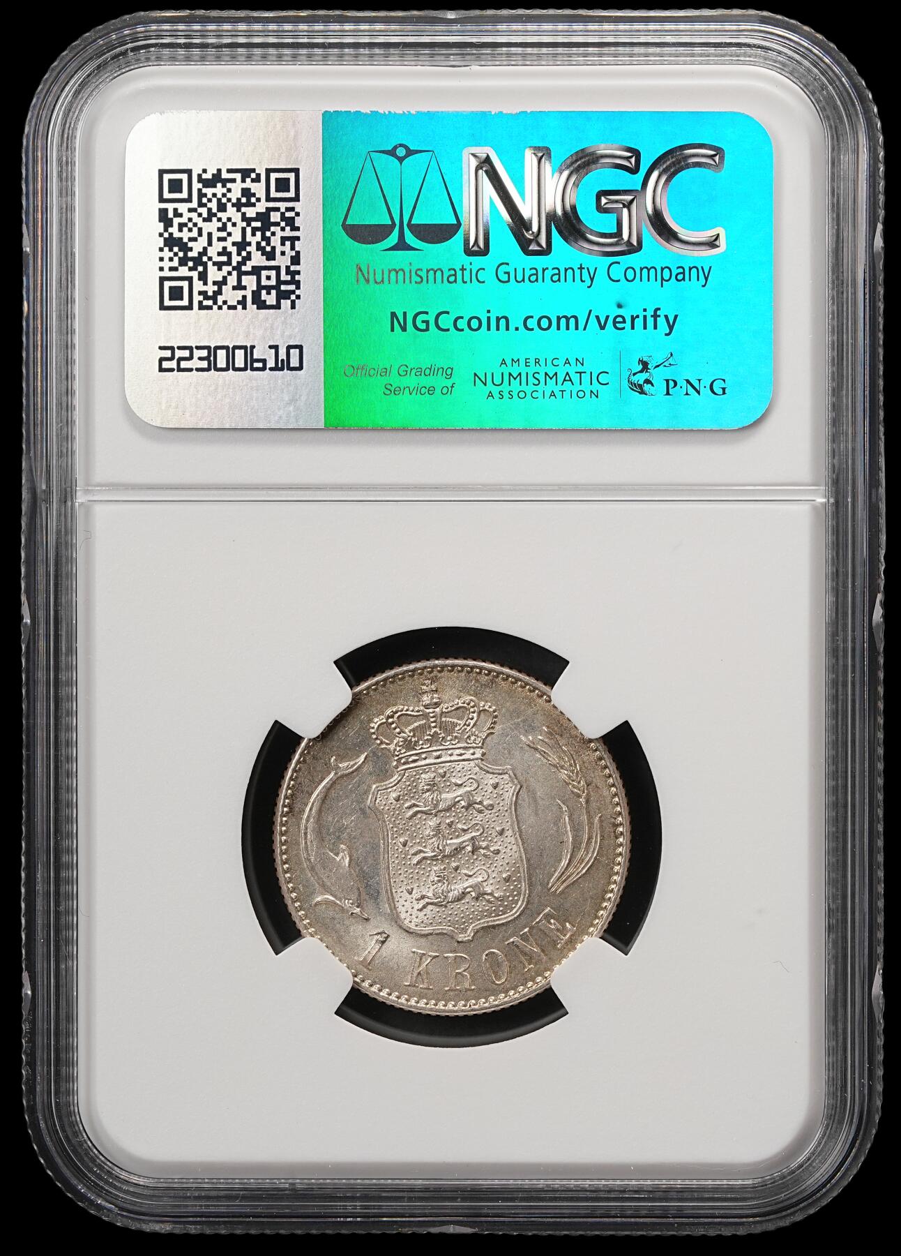 修遠堂世界钱币第五十九期 NGC MS63 1915年丹麦海豚1克朗银币 流通克朗MS较少见