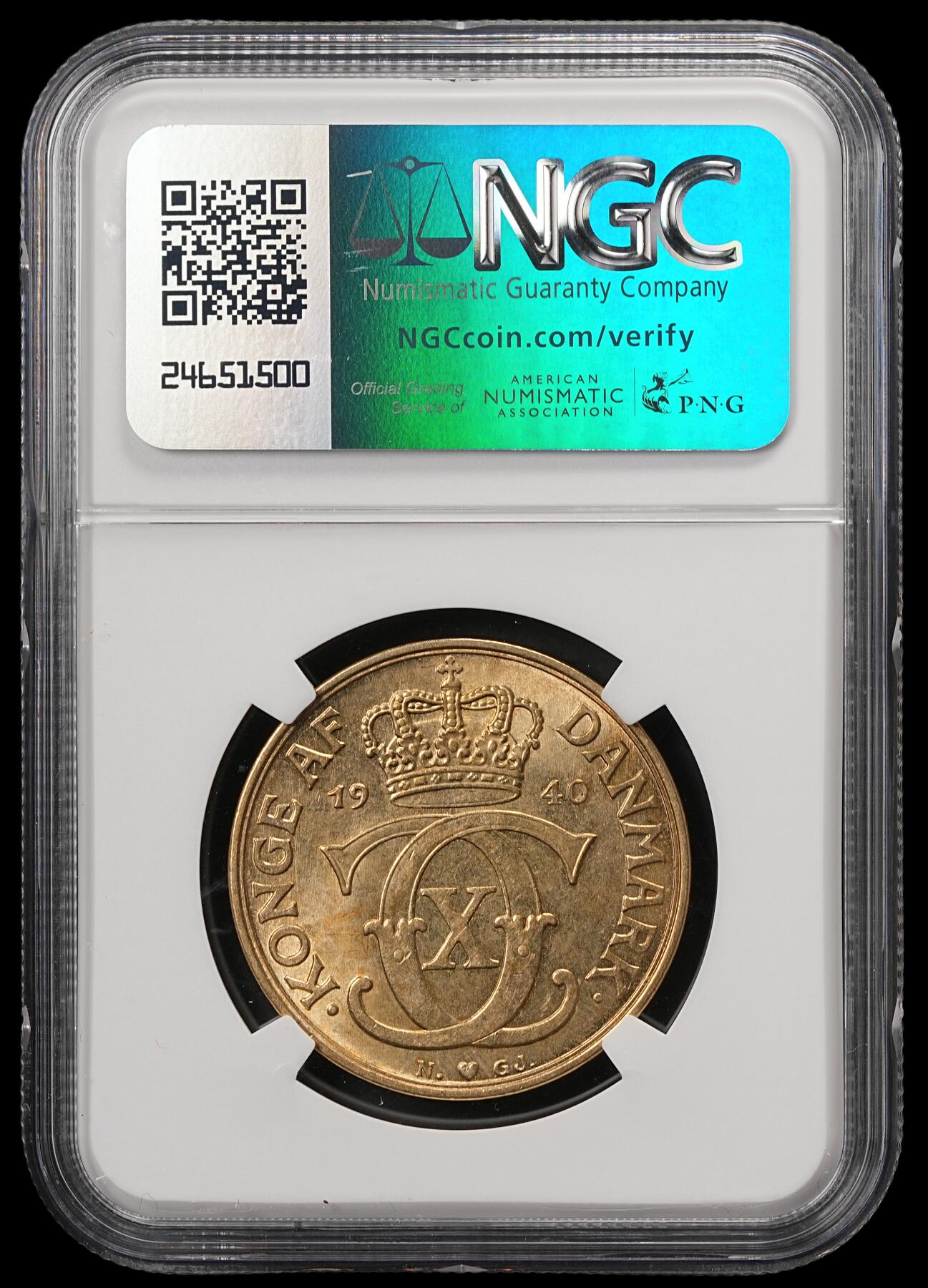 修遠堂世界钱币第五十九期 NGC MS61 1940年丹麦皇冠2克朗铜币 流通版克朗MS较少见