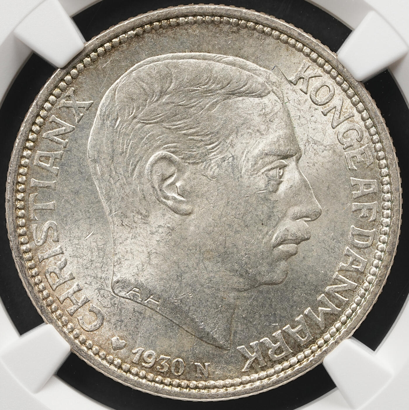 修遠堂世界钱币第五十九期 NGC MS64 1930年丹麦国王60大寿纪念2克朗银币