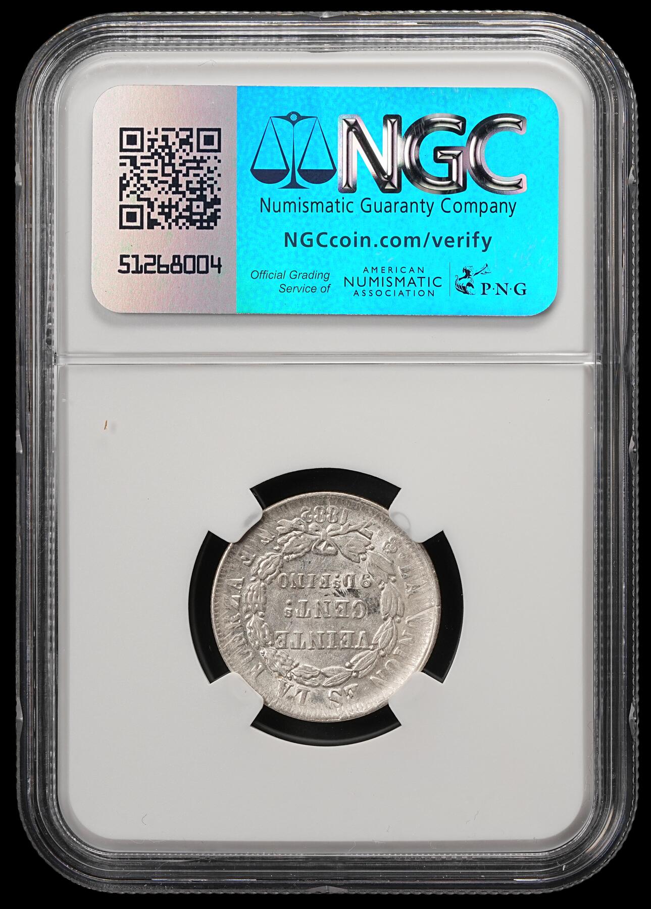 修遠堂世界钱币第五十九期 NGC MS62 1882年玻利维亚20分银币