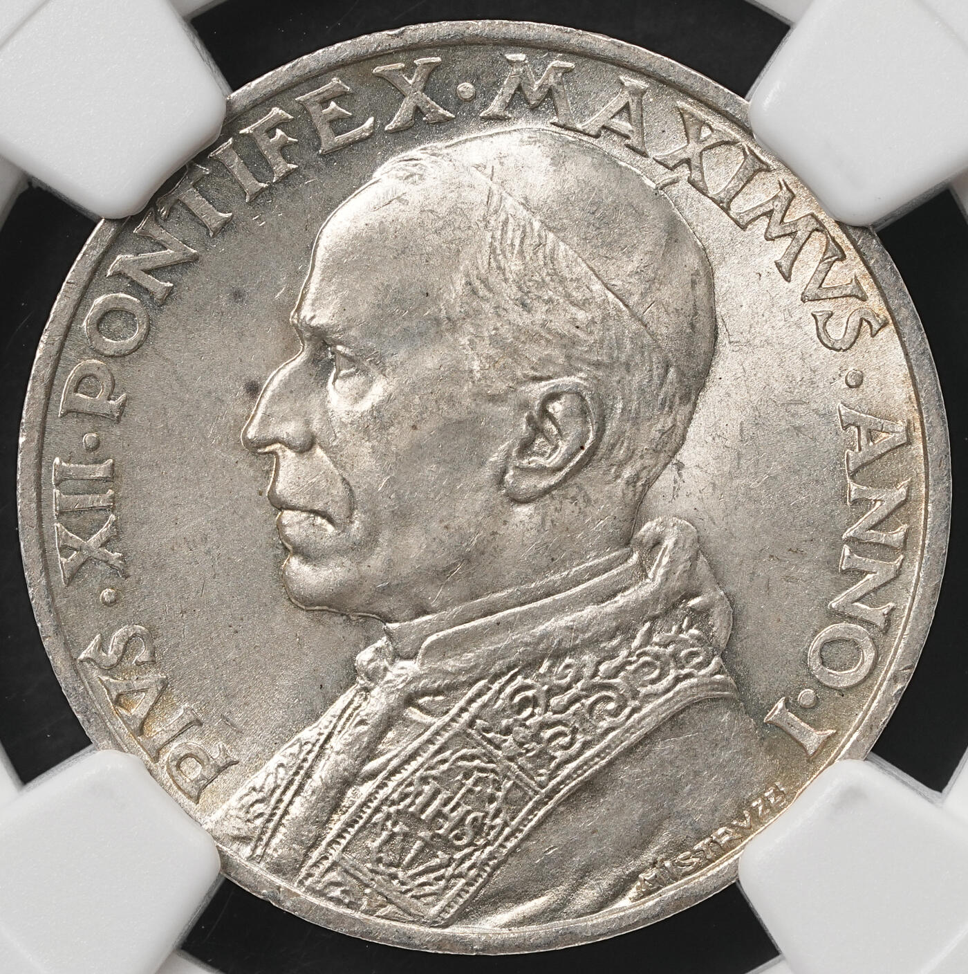修遠堂世界钱币第五十九期 NGC MS64 1939年梵蒂冈5里拉银币