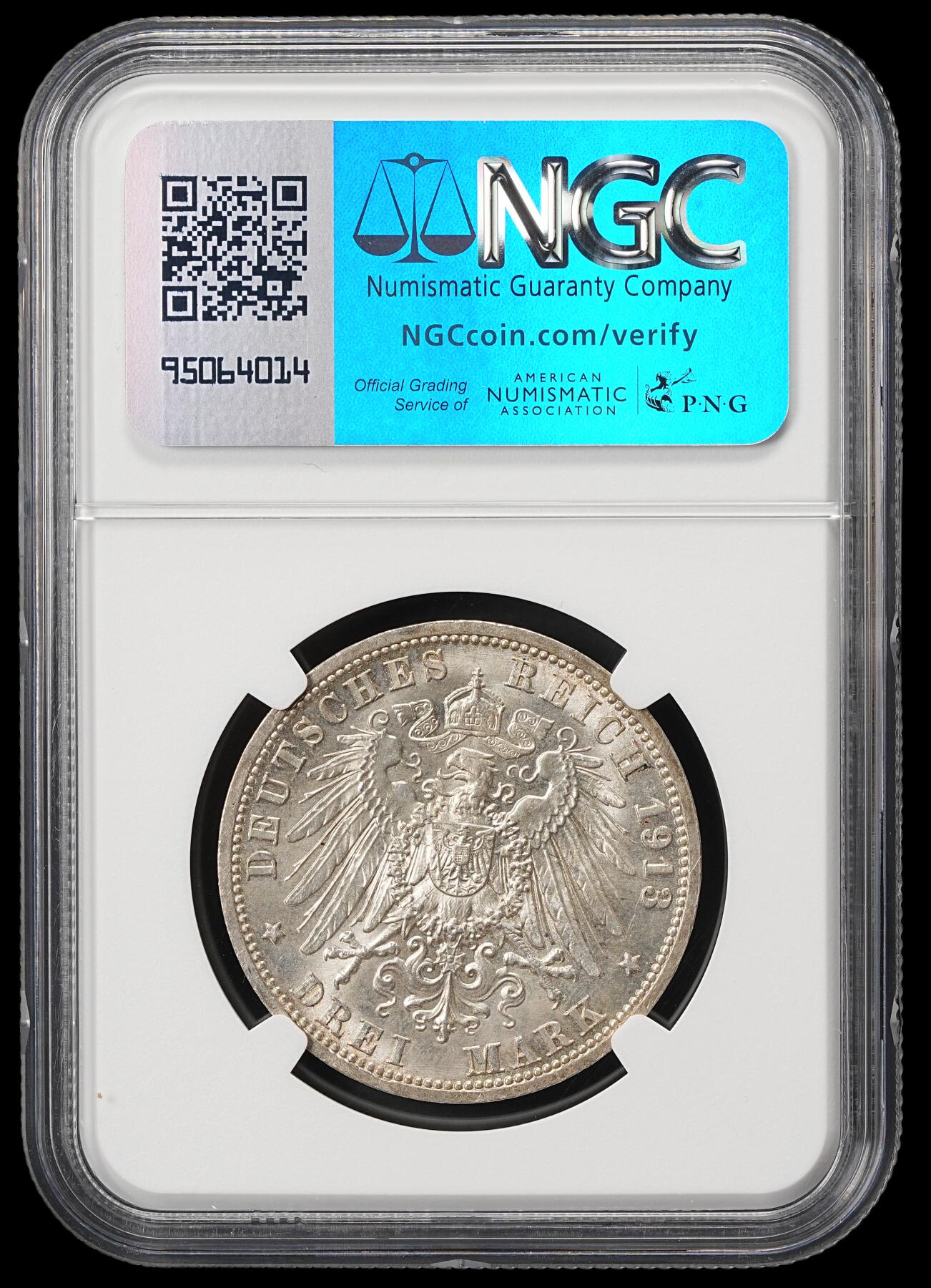 修遠堂世界钱币第五十九期 NGC MS64 1913年威廉二世执政25周年纪念3马克银币