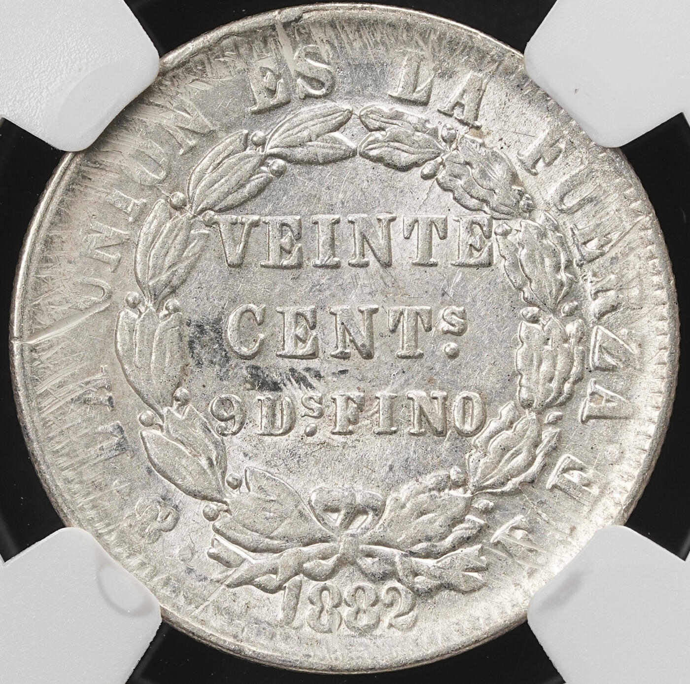 修遠堂世界钱币第五十九期 NGC MS62 1882年玻利维亚20分银币