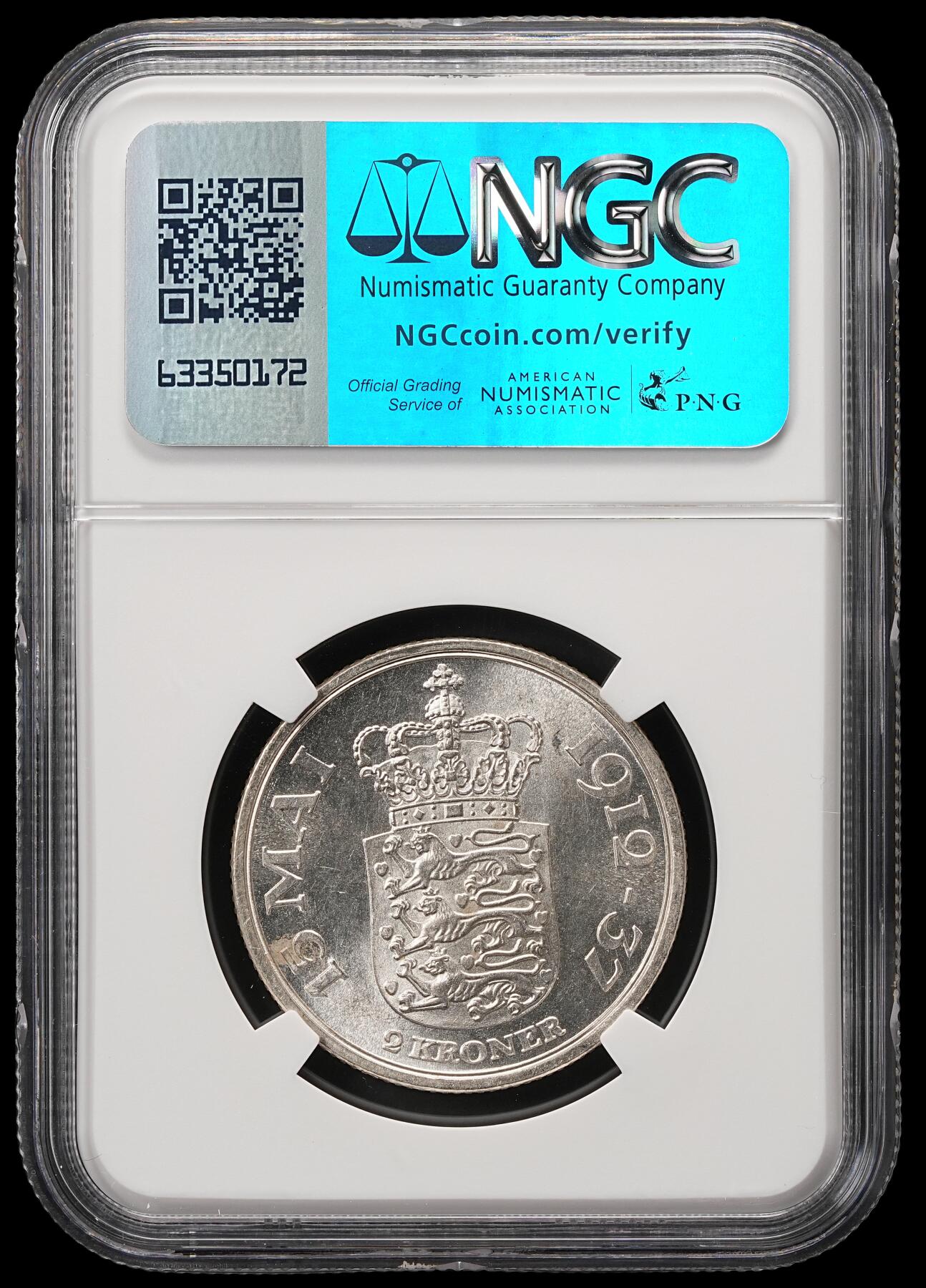 修遠堂世界钱币第五十九期 NGC MS65 1937年丹麦国王登基25周年纪念2克朗银币