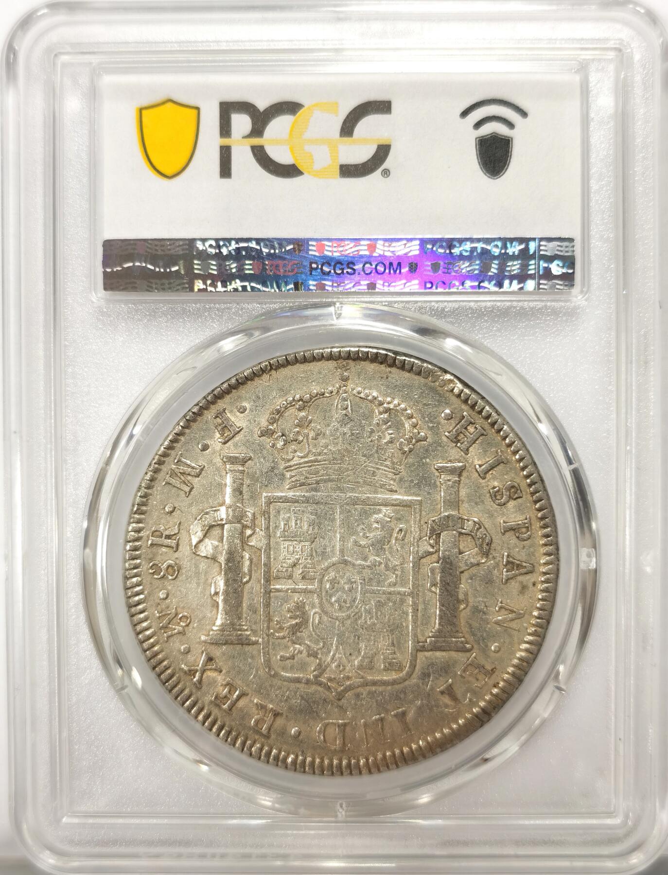 博洋堂“不负春光”二月精品专场暨第112期（全场包邮） PCGS AU50 西属墨西哥1772年MO FM卡洛斯三世人像双柱8R大银币，罕见首年倒FM版，国外成交价早就超万元