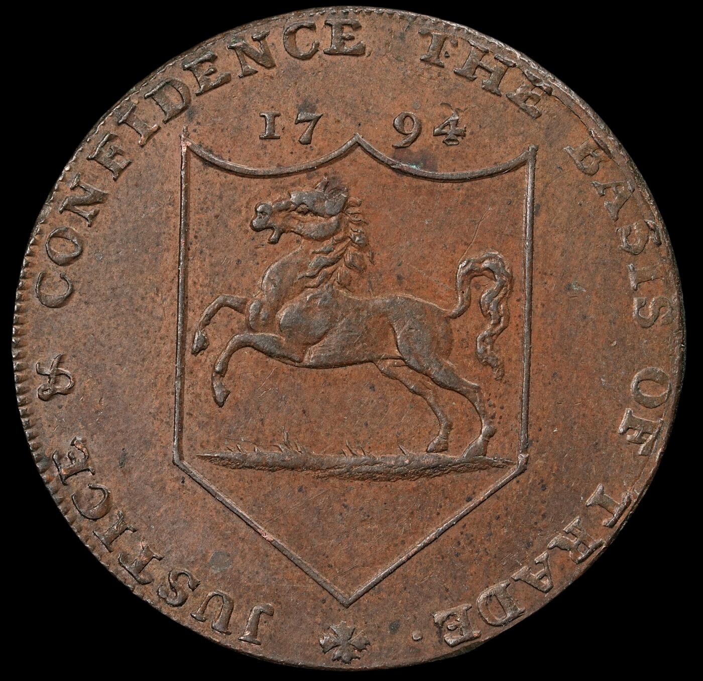 修遠堂世界钱币第五十九期 1794年英国霍克赫斯特1/2便士代用币