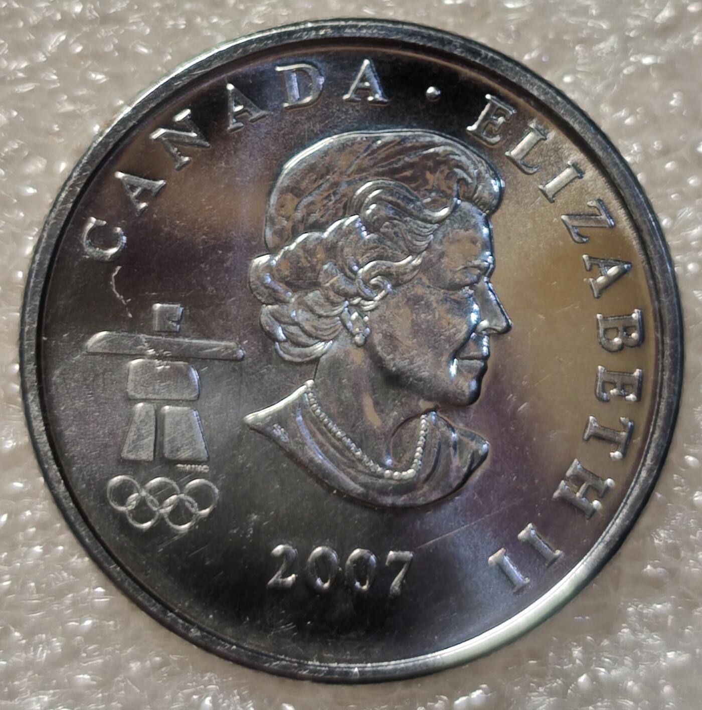 泉币菌-第3场-中外散币乐园 原光加拿大2007年25分温哥华冬奥会纪念币/直径24MM