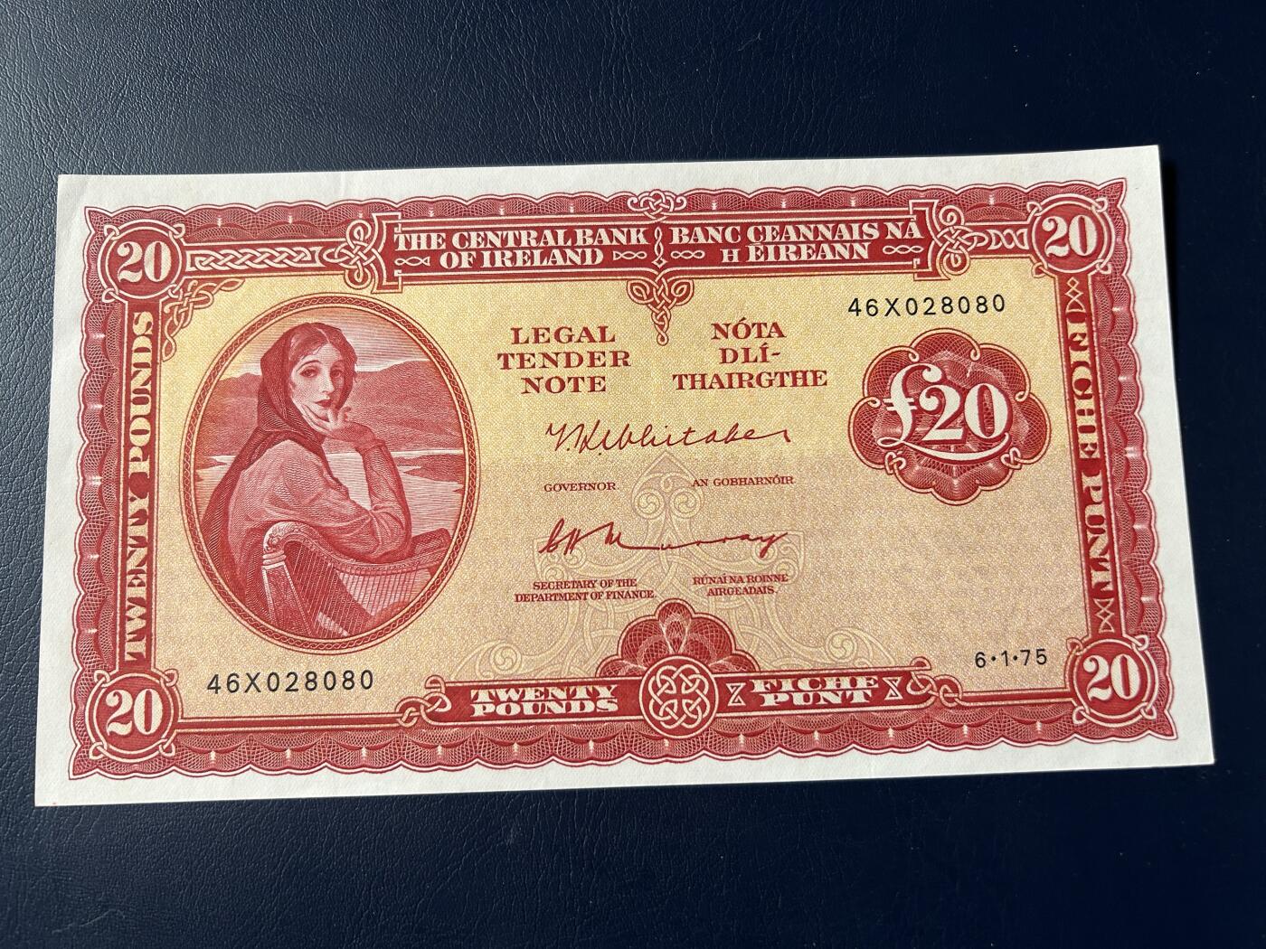 收藏联盟Quantum Auction 第410期拍卖 @征集拍品 长期供货可享分佣福利  1975年爱尔兰20镑 大票幅 Au品
