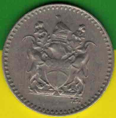 罗得西亚(今津巴布韦)1970年2.5分(2 1/2分) 铜镍合金制 实物图 八五品