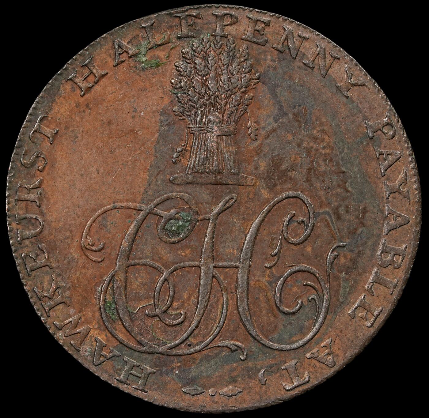 修遠堂世界钱币第五十九期 1794年英国霍克赫斯特1/2便士代用币