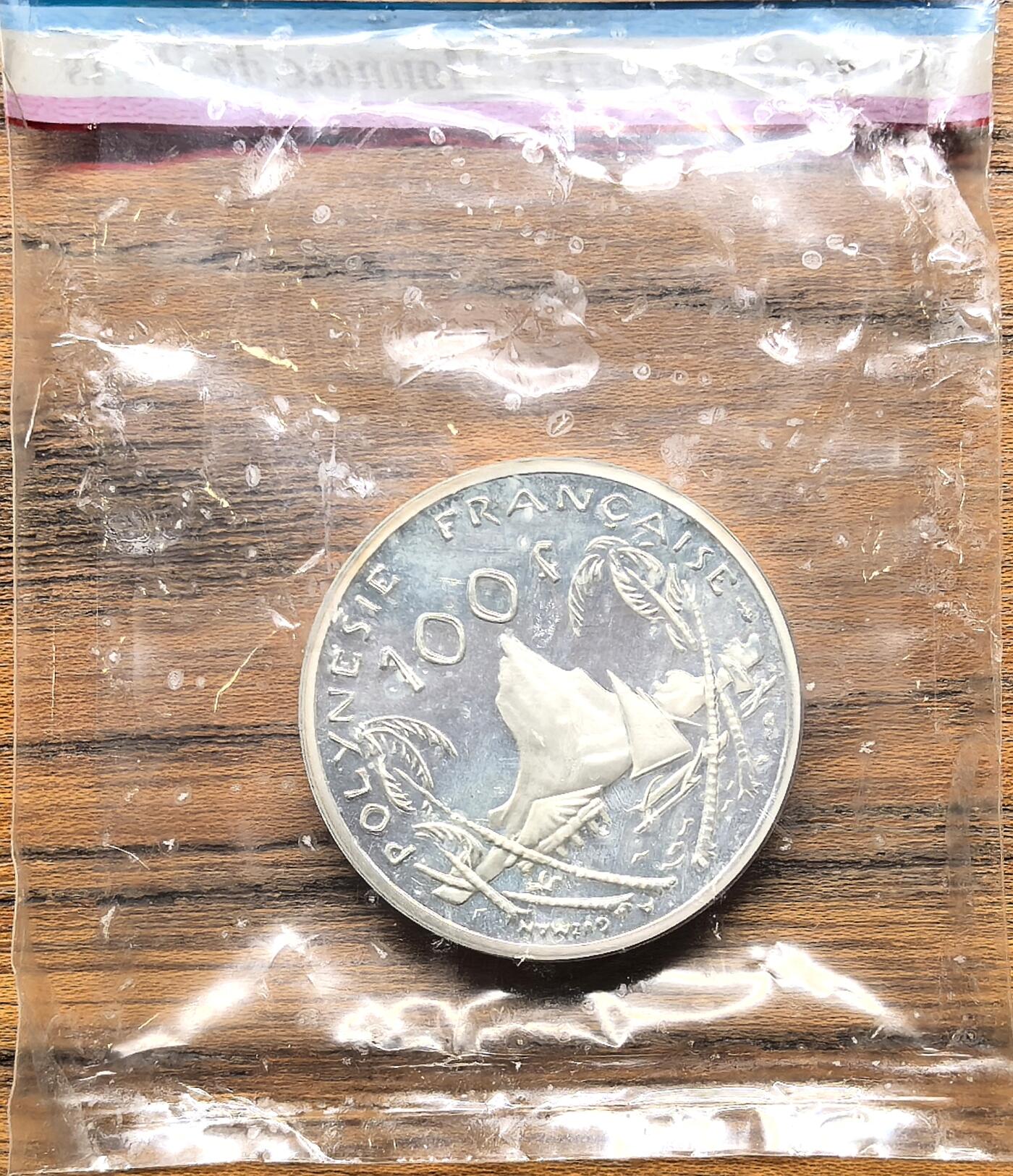 凡希社世界钱币微拍第二百九十八期 1979法属波利尼西亚100法郎piedfort加厚银样币，巴黎原厂塑封。