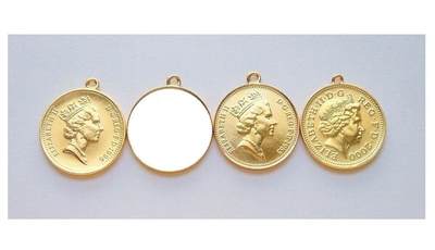 单枚价 英国伊丽莎白二世中老年像 镀金高浮雕精制币章吊坠 20MM - 单枚价 英国伊丽莎白二世中老年像 镀金高浮雕精制币章吊坠 20MM