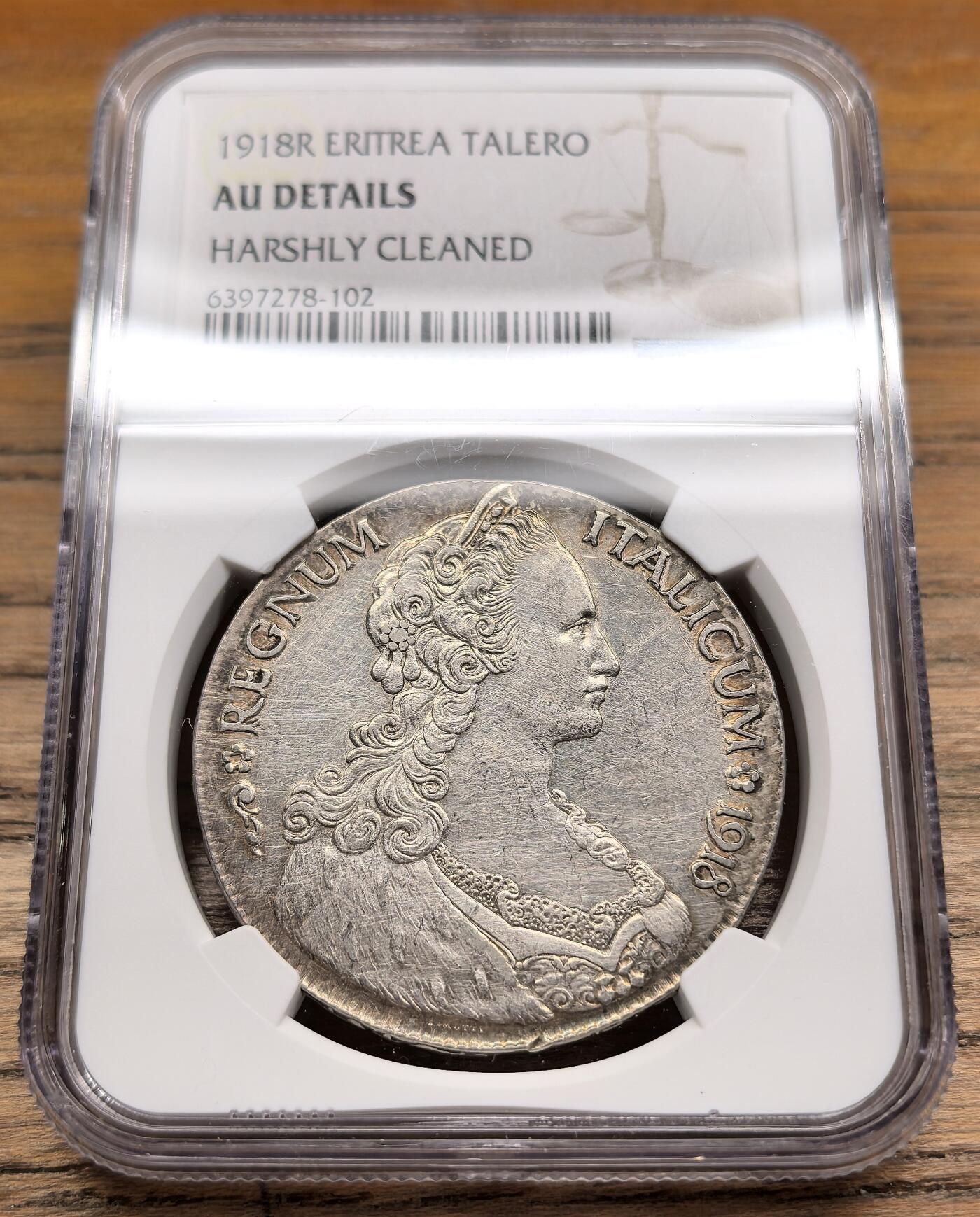 凡希社世界钱币微拍第二百九十八期 1918R厄立特里亚特蕾莎Tallero大银NGC-AUD