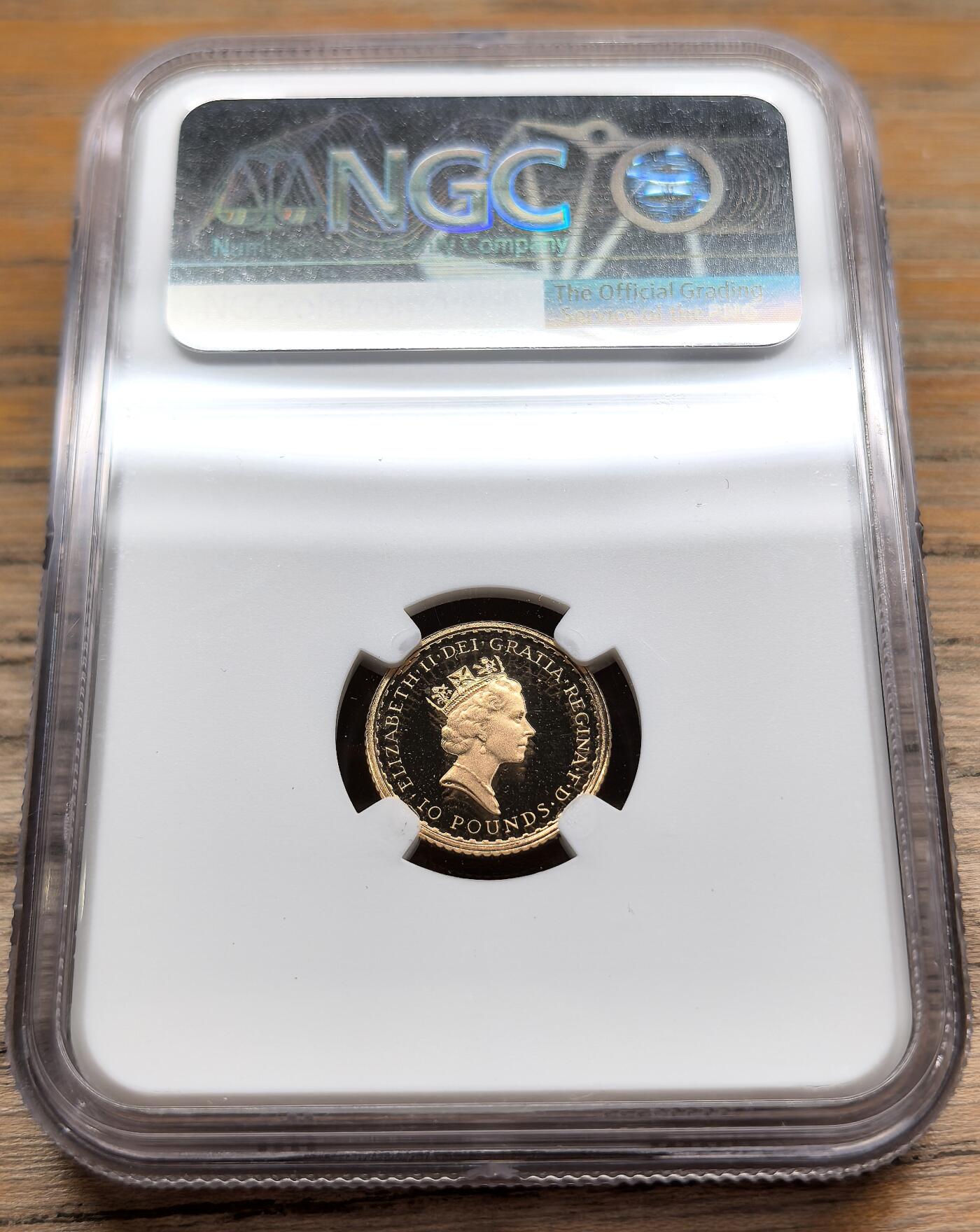 凡希社世界钱币微拍第二百九十八期 1987英国不列颠尼亚10镑金币NGC-PF70UC，含纯金1/10盎司。