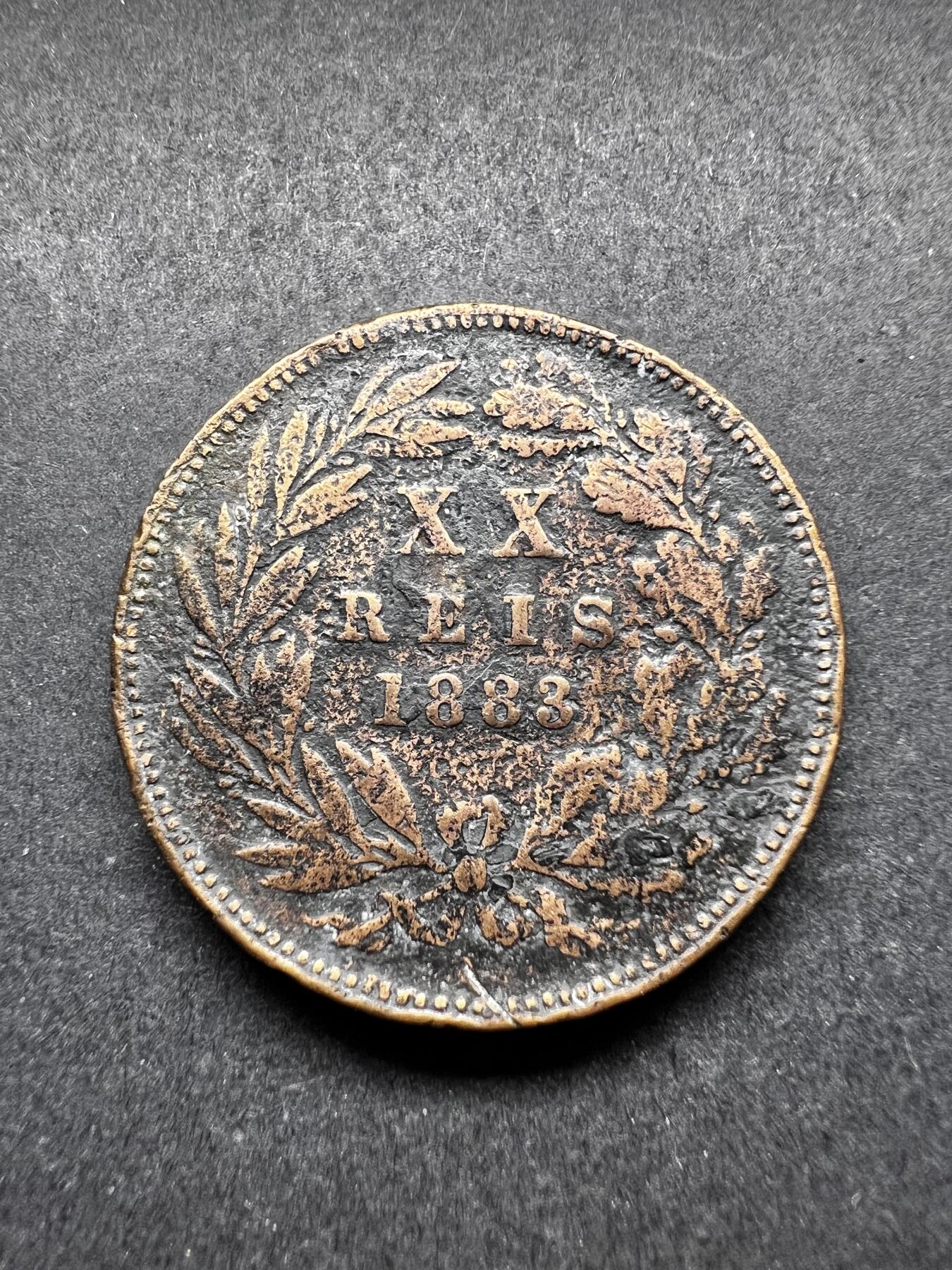 聚福钱庄★世界钱币第三期 无佣金 可寄存 满百包邮  葡萄牙1883年20瑞铜币