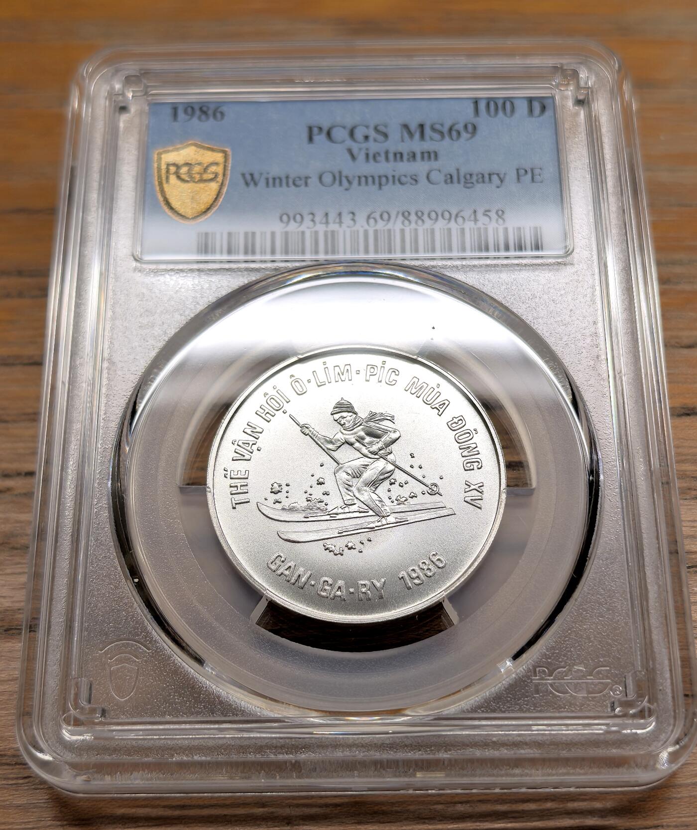 凡希社世界钱币微拍第二百九十八期 1986越南卡尔加里冬奥100D纪念银币PCGS-MS69